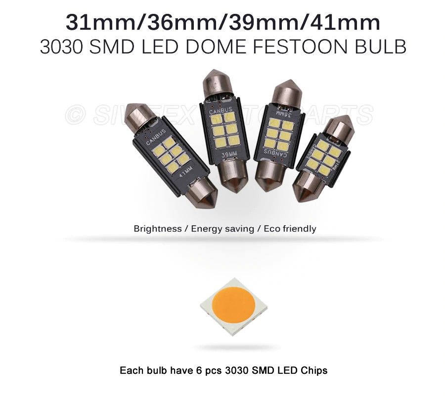 Led trần ô tô xe hơi siêu sáng 31mm 36mm 39mm 41mm, chip Led SMD 3030