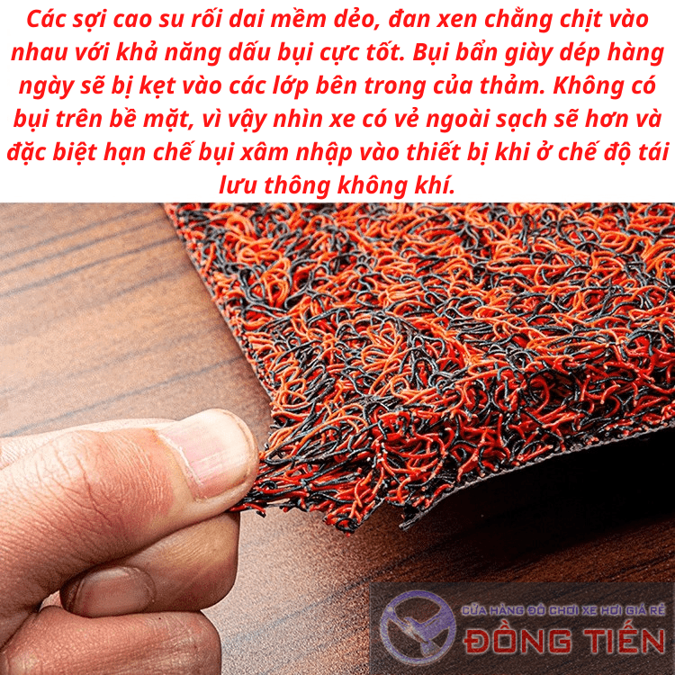 Thảm lót sàn ô tô cao su rối. Không mùi, êm chân, dấu bụi bẩn, chống thấm nước, chống cháy, chống trơn trượt, chống ồn, siêu bền, vệ sinh cực dễ