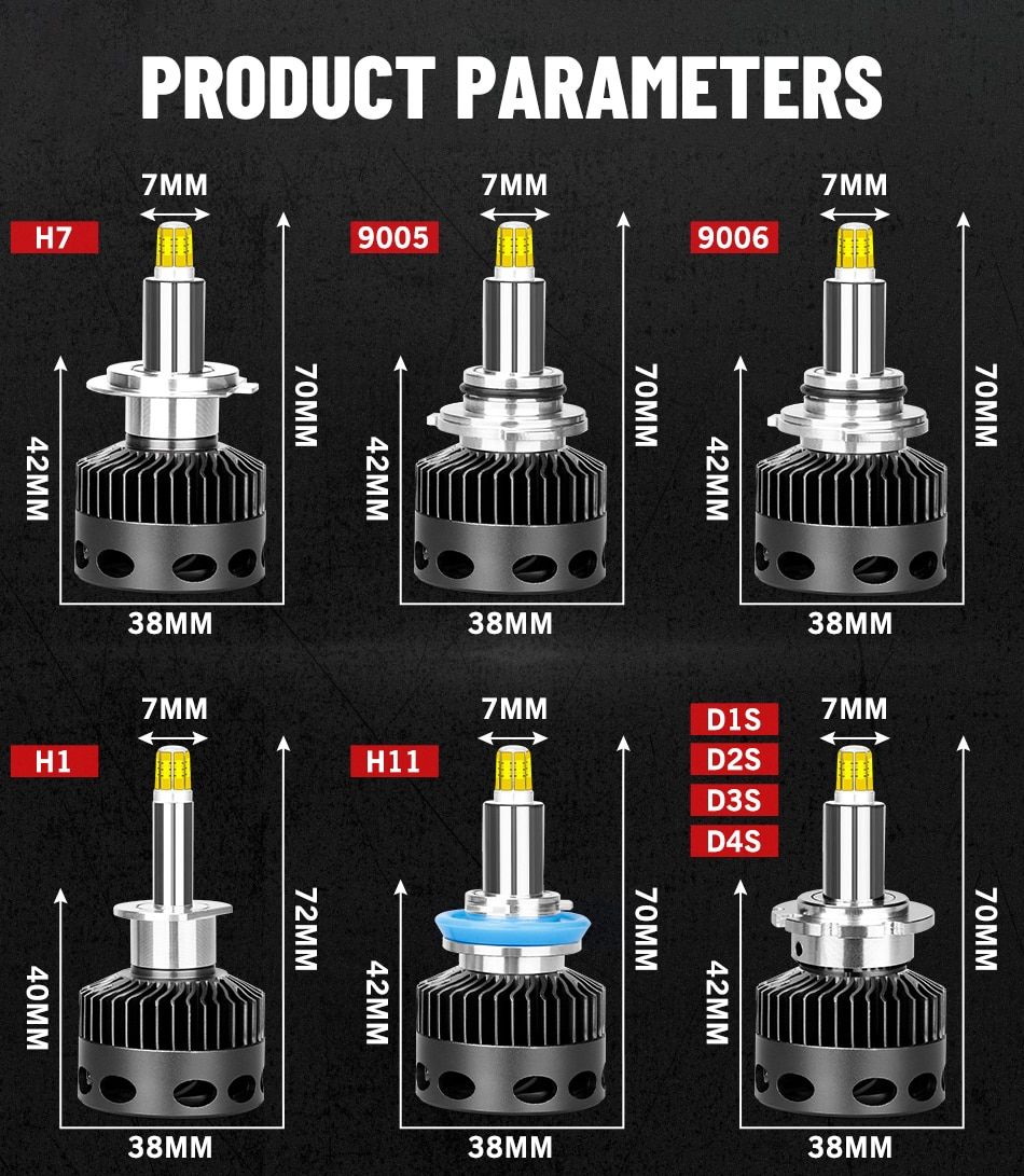 Bóng led pha ô tô 360 độ - 8 mặt chip led Hàn Quốc CSP 1860 12V 45W 7000Lm - 1 màu sáng trắng 6000K