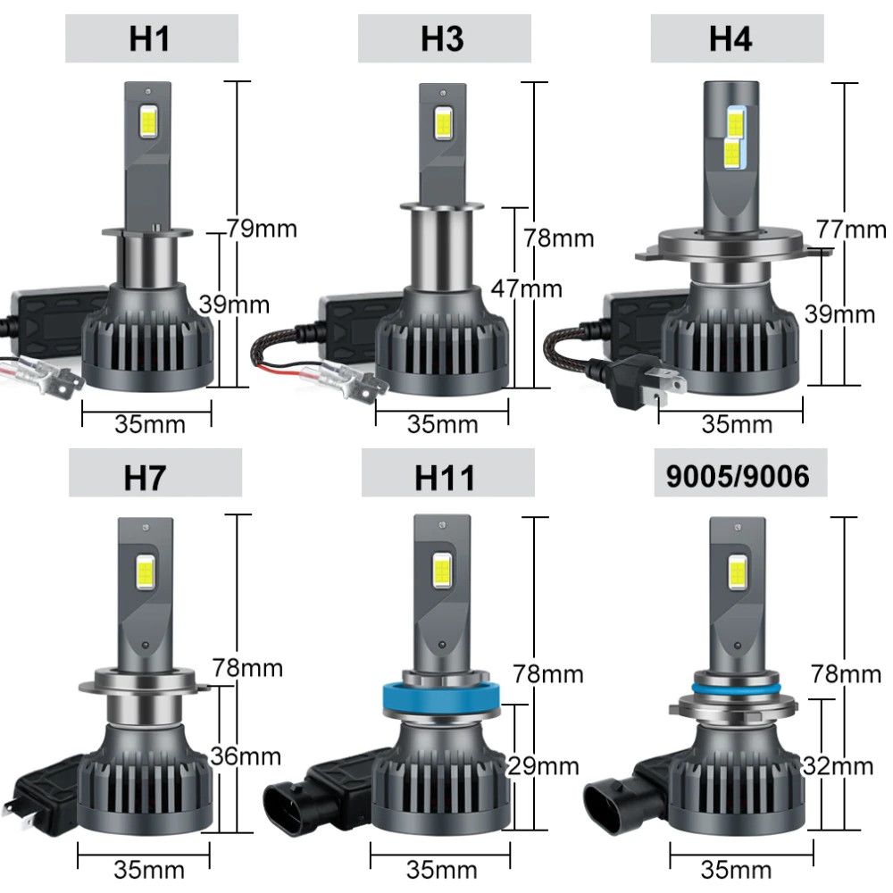 Bóng led pha Korea CSP 3570 siêu sáng - 12V 55W 6000Lm sáng trắng 6000K - 1 ống dẫn nhiệt đồng