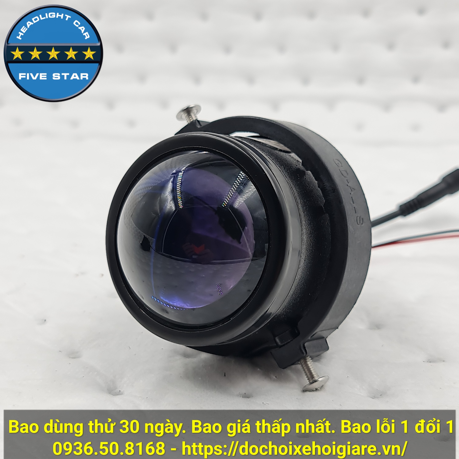 Bi gầm Led, Bi Led gầm Hyundai Kia đời mới, FIVE STAR 2 inch 3 màu, thấu kính xanh, 2 chế độ cốt pha siêu sáng