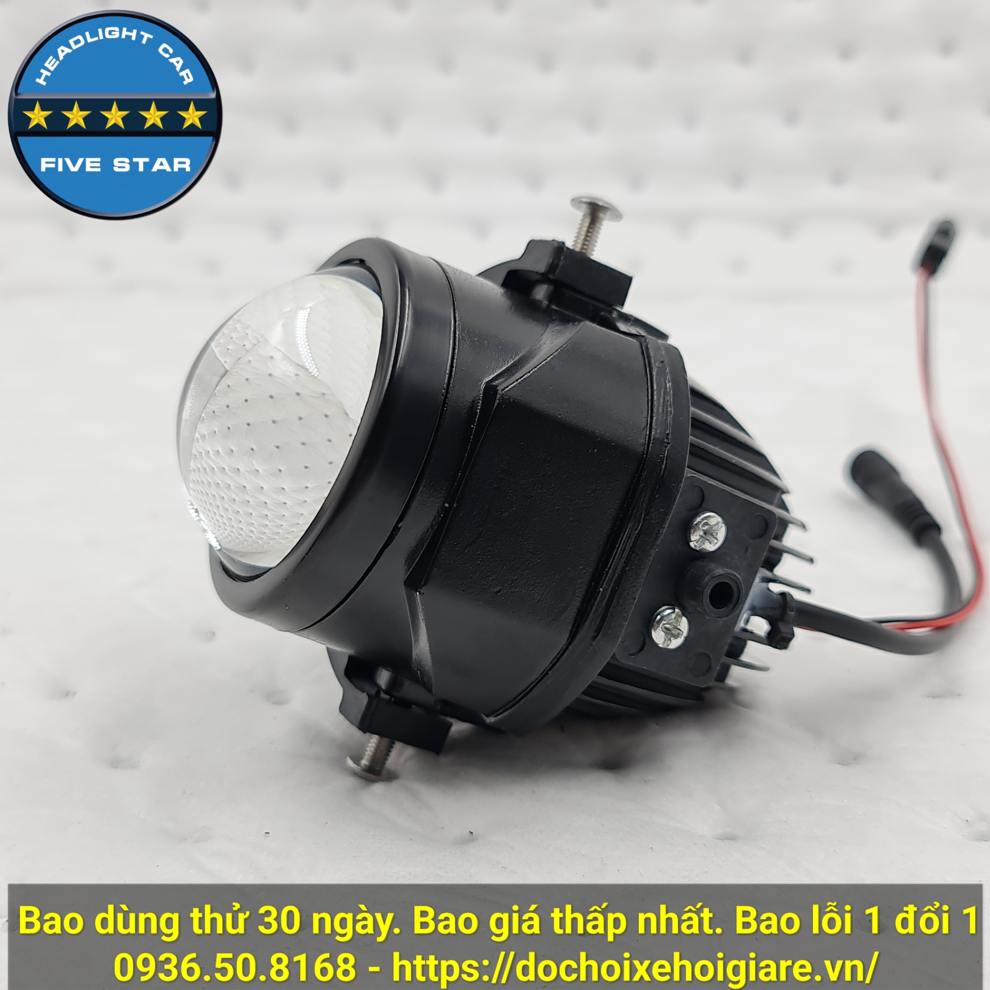 Bi gầm Led, Bi Led gầm Hyundai Kia đời mới, FIVE STAR 2 inch 3 màu, thấu kính xanh, 2 chế độ cốt pha siêu sáng