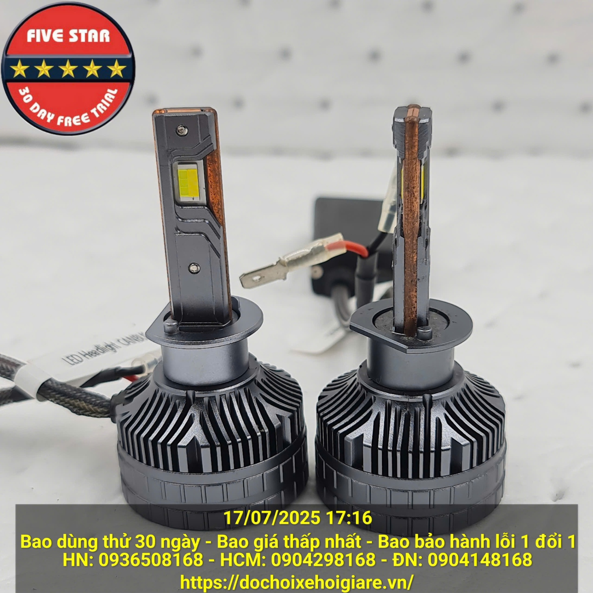 Đèn LED Pha H1 3 Màu FIVE STAR CSP3570 – 40W, 2 Ống Đồng, Siêu Sáng, BH 3 Năm