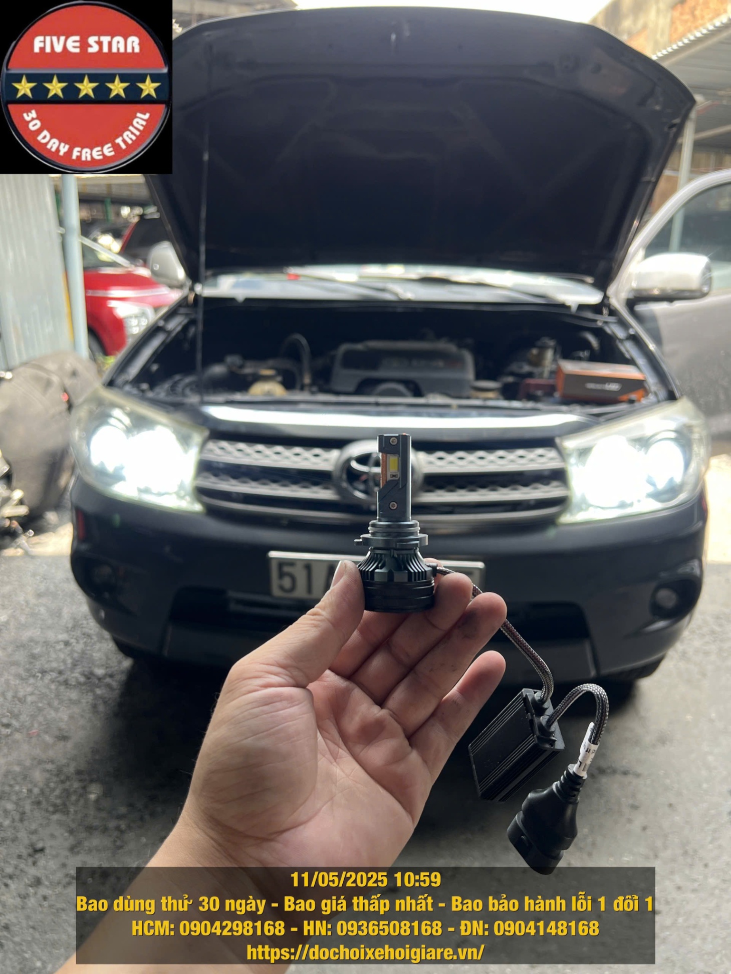 Bóng đèn pha xe 7 chỗ Toyota Fortuner 2006-2016 Halogen Led Xenon
