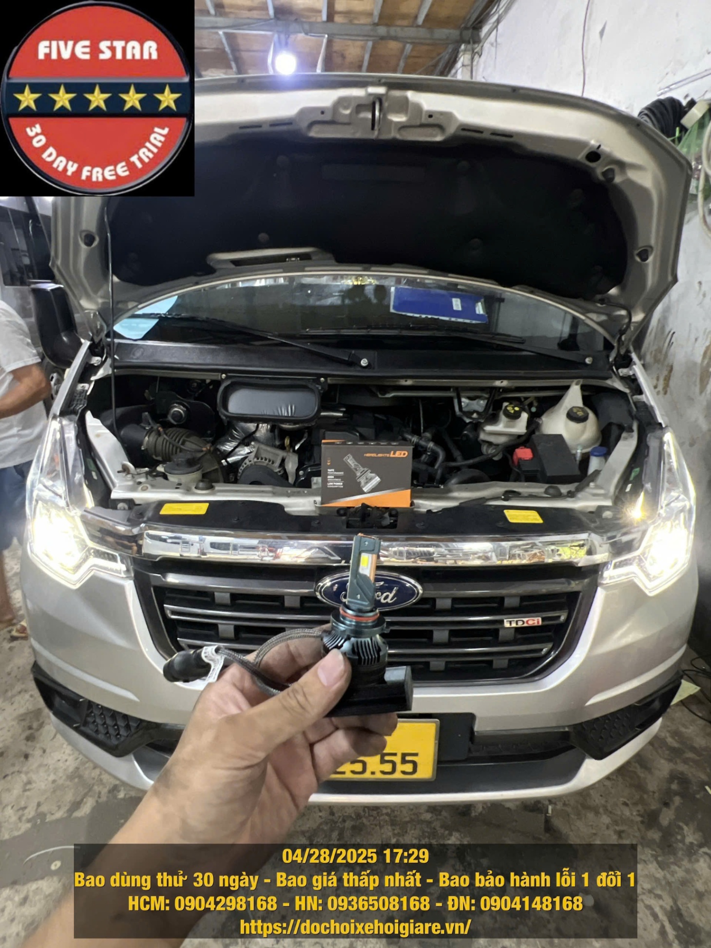 Bóng đèn pha xe 16 chỗ Ford Transit 2021-2024 Halogen Led Xenon 9005
