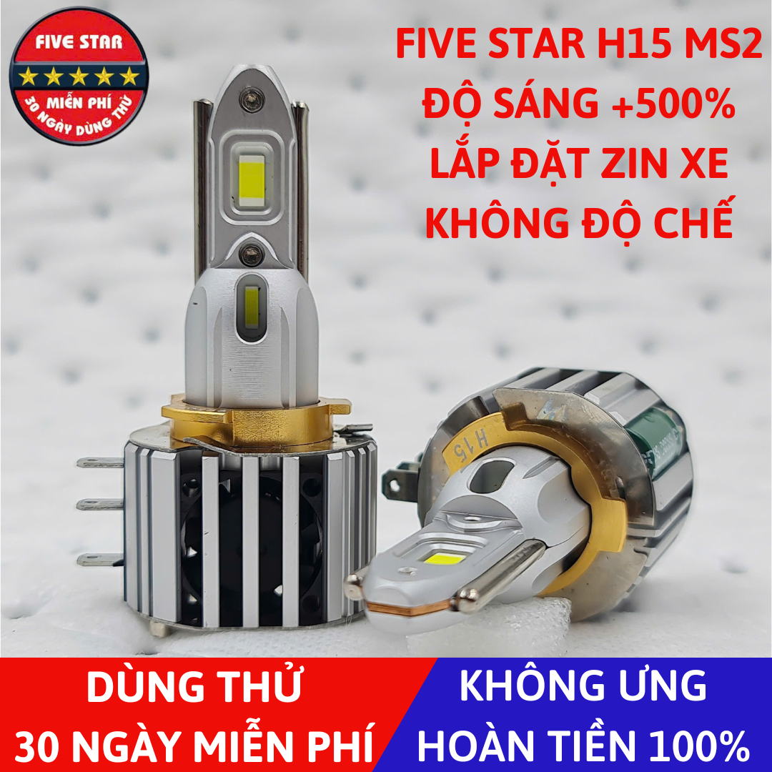 Bóng Đèn Pha Led H15 MS2 41/18W, Sáng trắng 6000K | Five Star