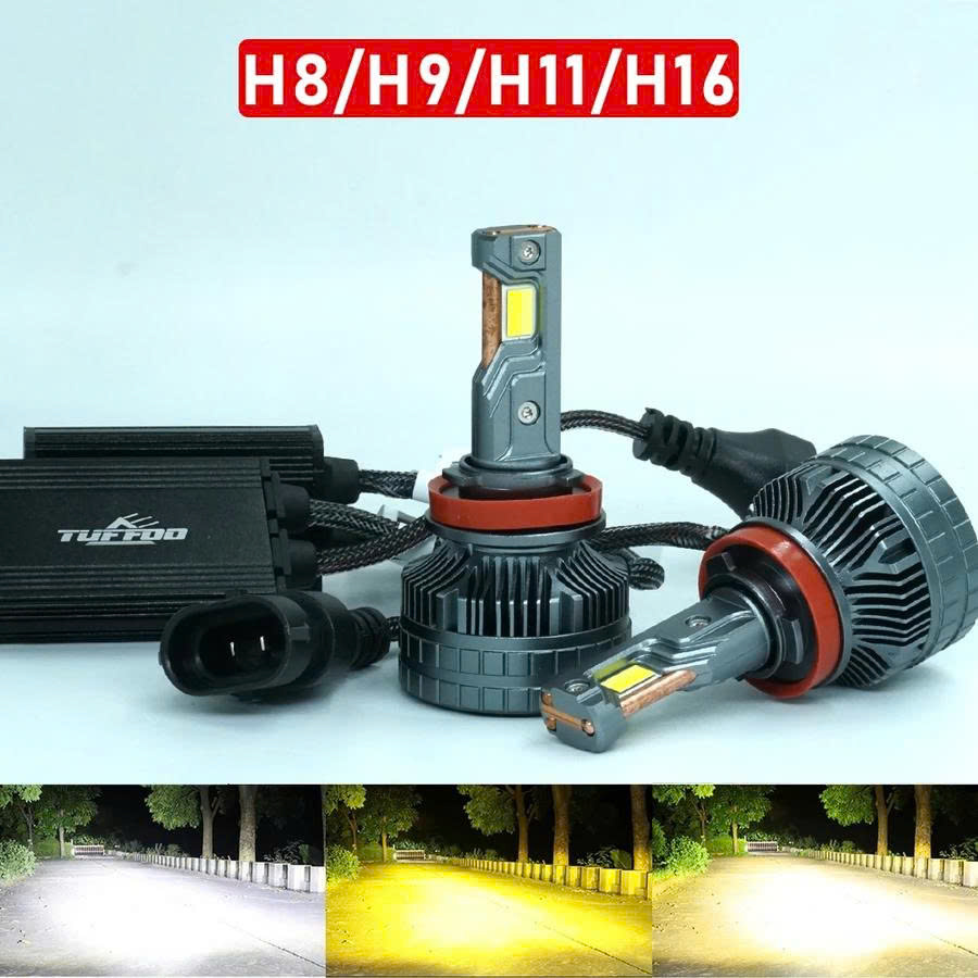 Bóng Led H11 3 màu 70W 12V 3 ống đồng - Five Star F89
