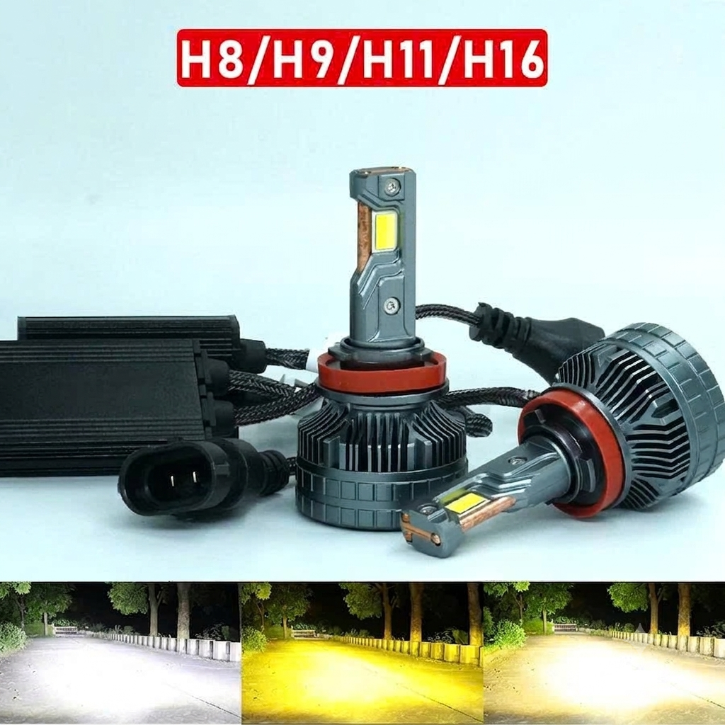 Bóng Led H11 3 màu 70W 12V 3 ống đồng - Five Star F89