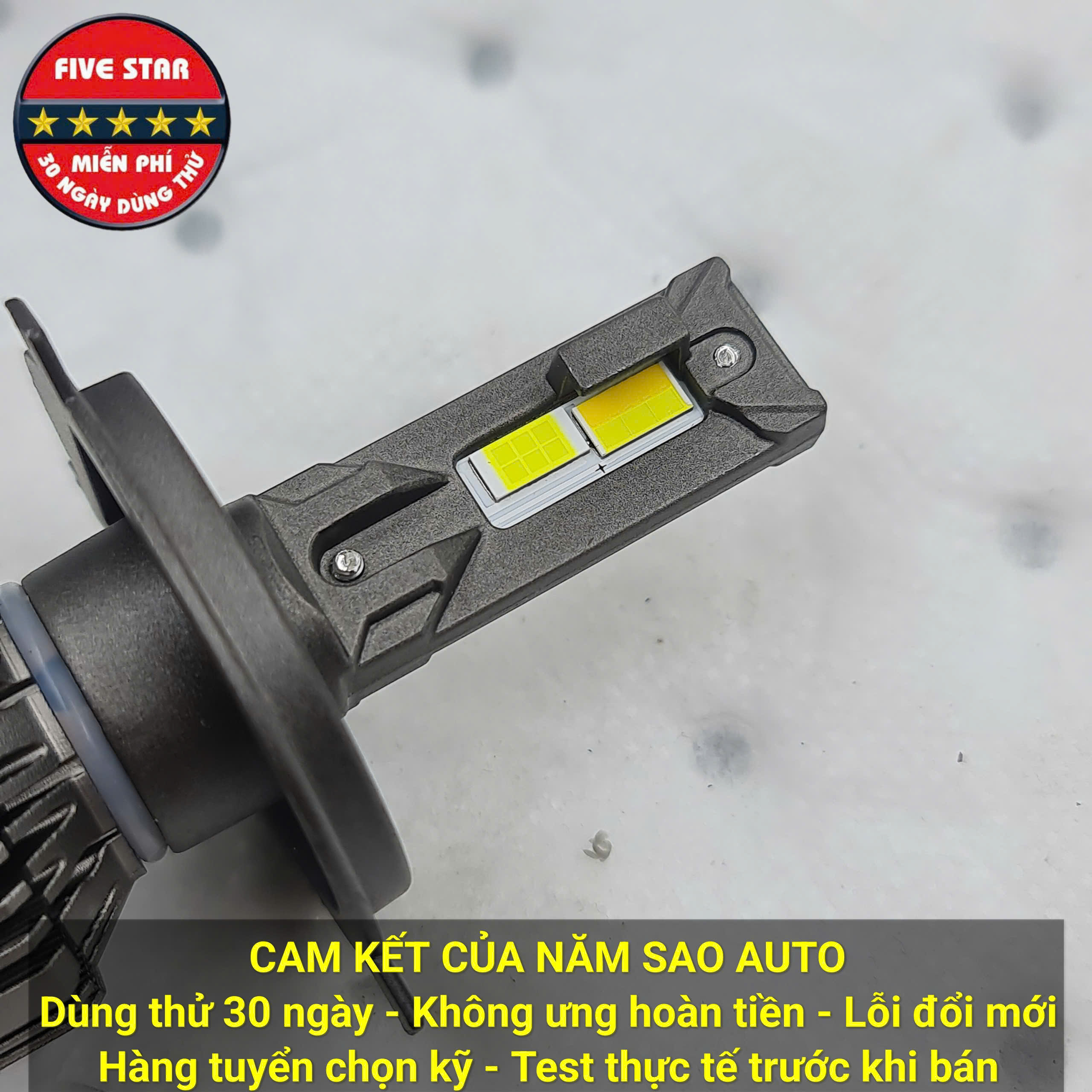 Bóng Led H4 3 màu 55W 12V 2 ống đồng - Five Star F87
