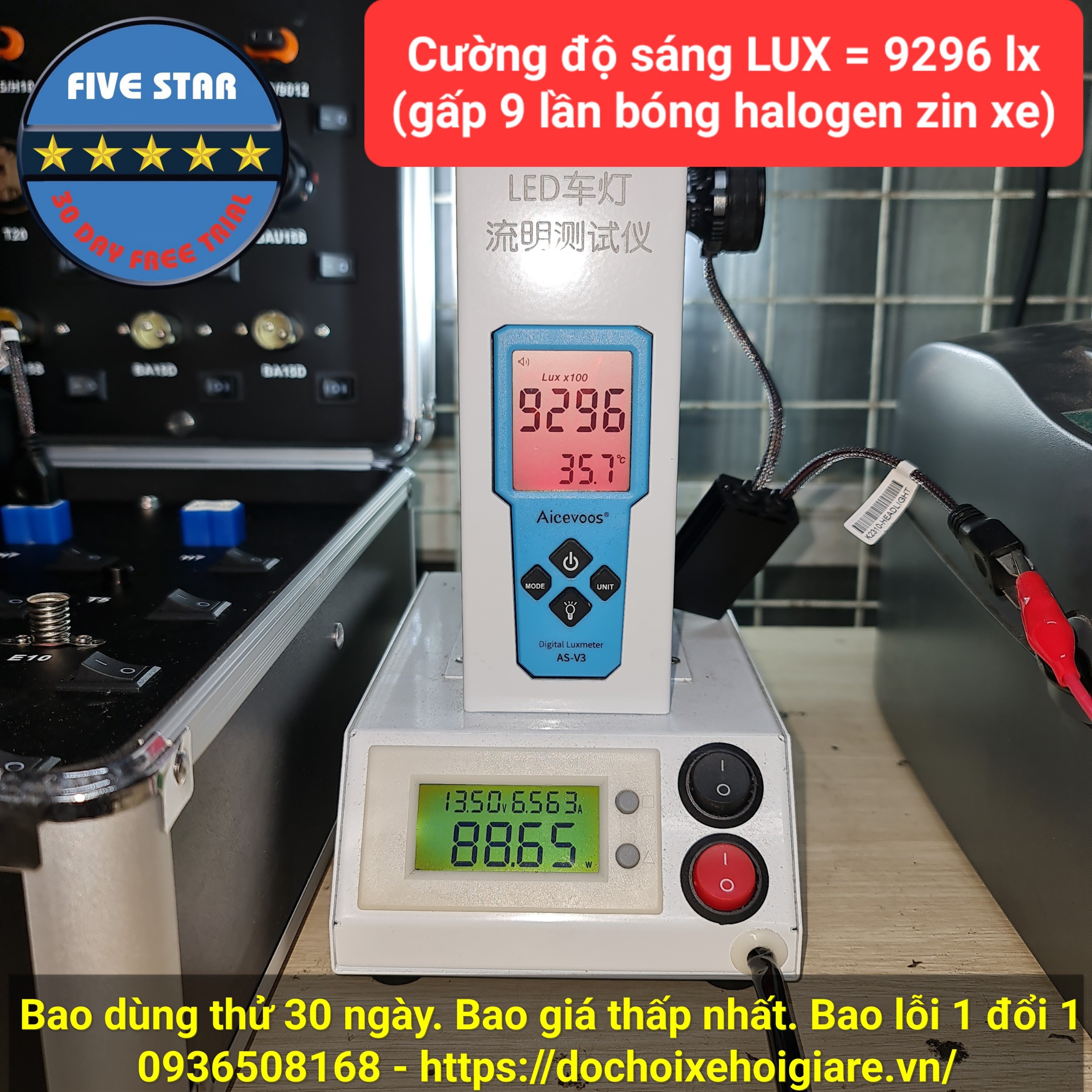 Bóng Led H7 1 màu vàng nắng 90W 12V 3 ống đồng - Five Star F88