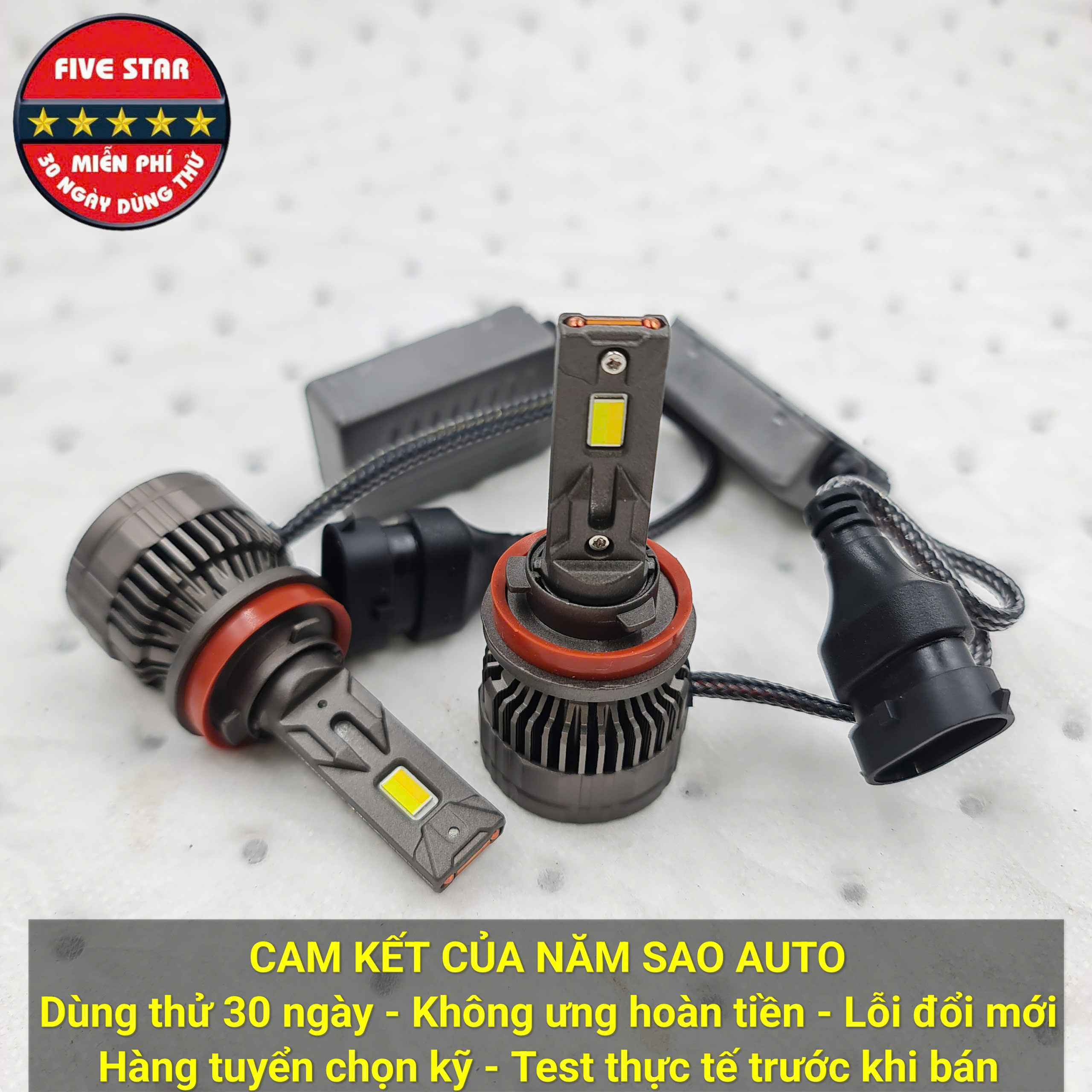 Bóng Led H9 3 màu 55W 12V 2 ống đồng - Five Star F87