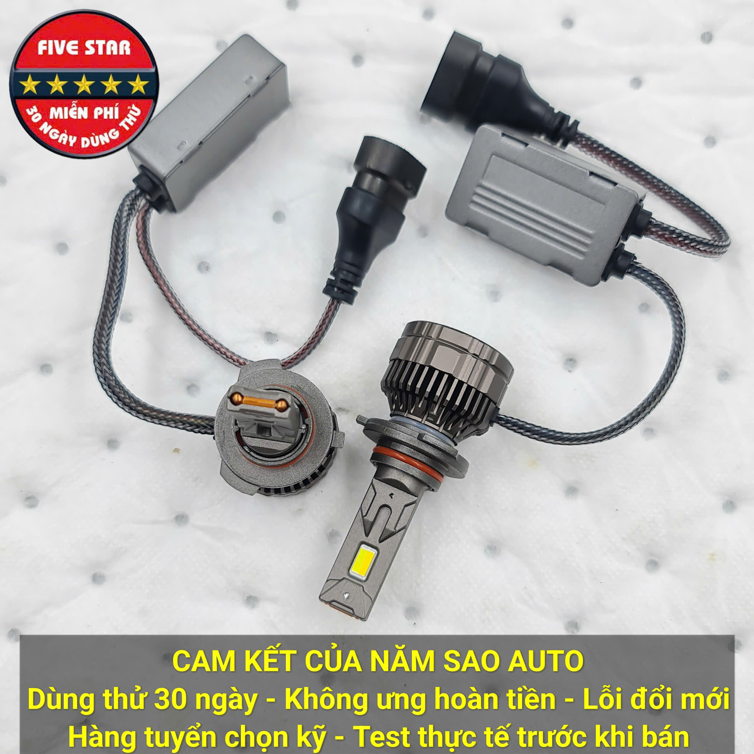 Bóng Led HB3 9005 3 màu 55W 12V 2 ống đồng - Five Star F87