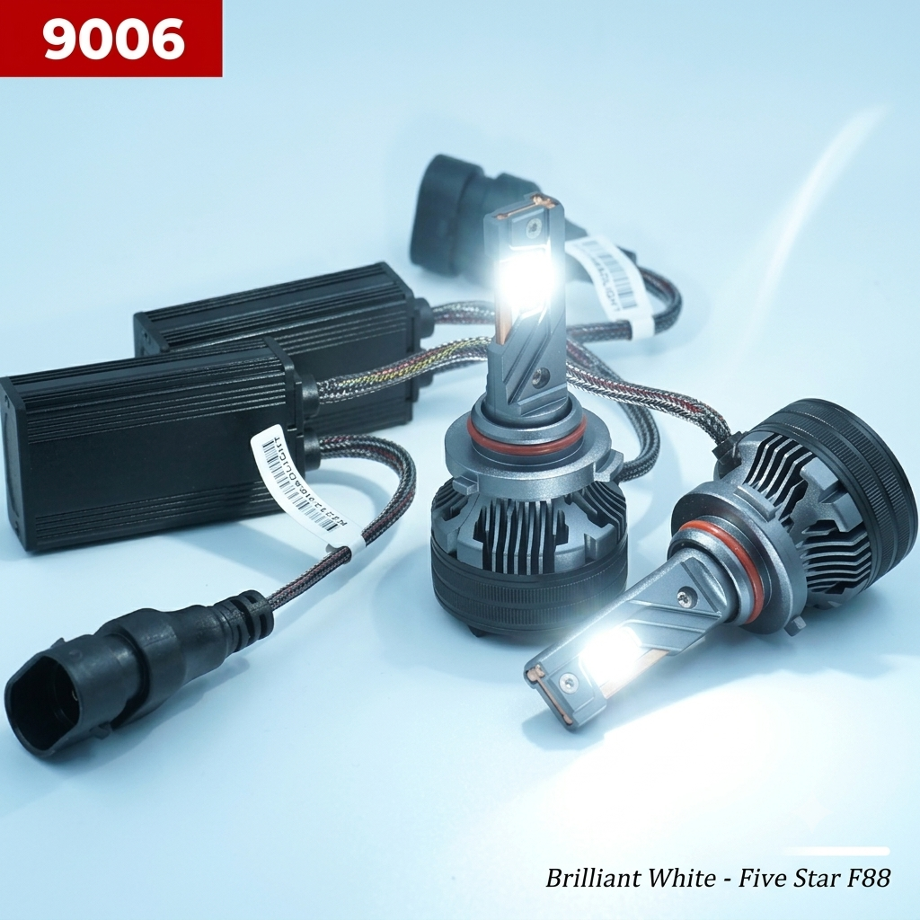Bóng Led HB4 9006 1 màu trắng 90W 12V 3 ống đồng - Five Star F88