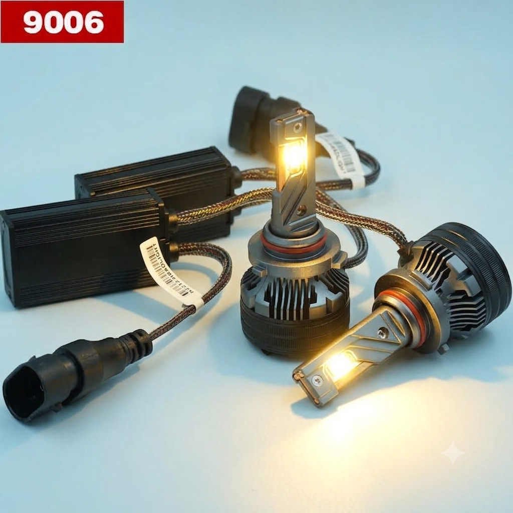 Bóng Led HB4 9006 1 màu vàng nắng 90W 12V 3 ống đồng - Five Star F88