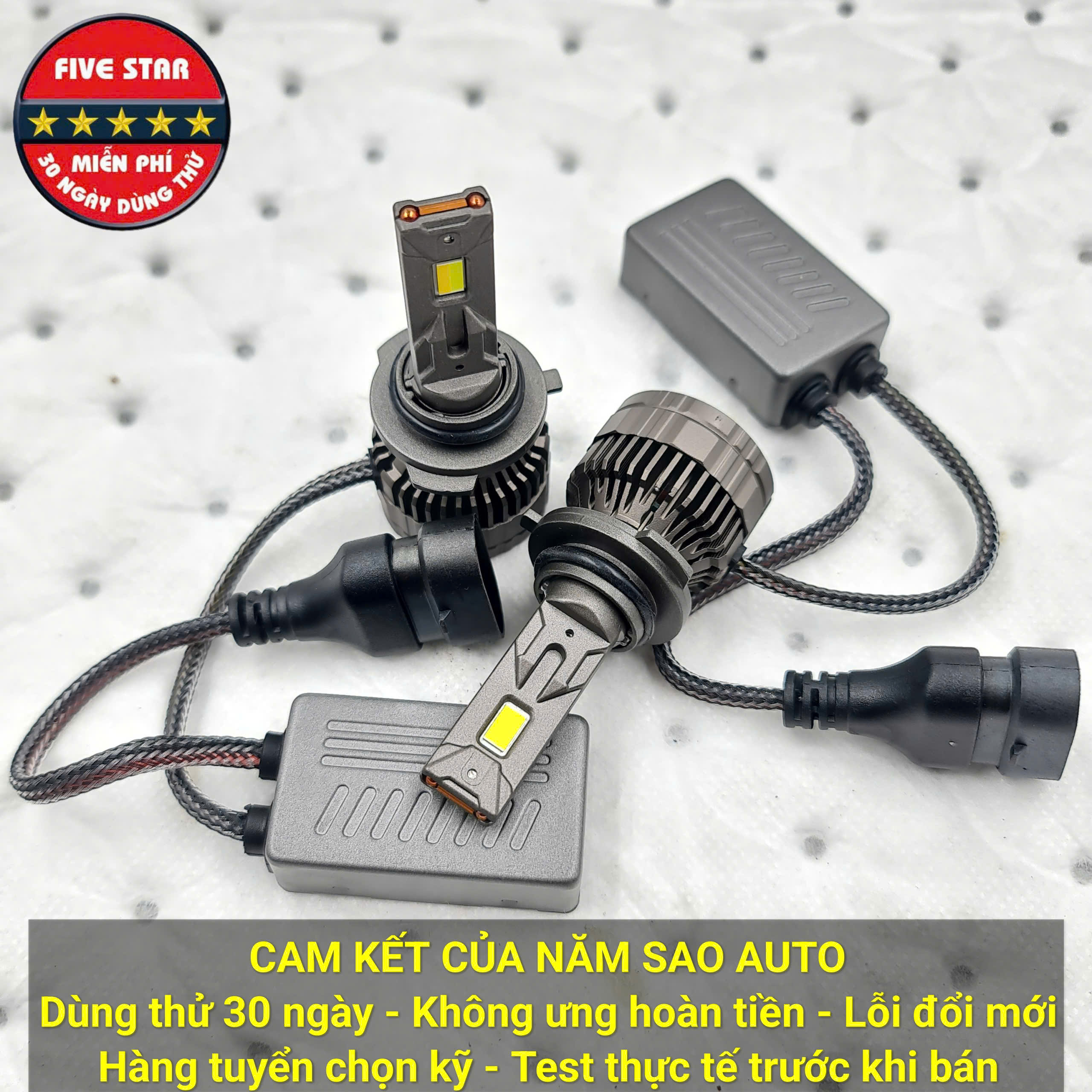 Bóng Led HB4 9006 3 màu 55W 12V 2 ống đồng - Five Star F87