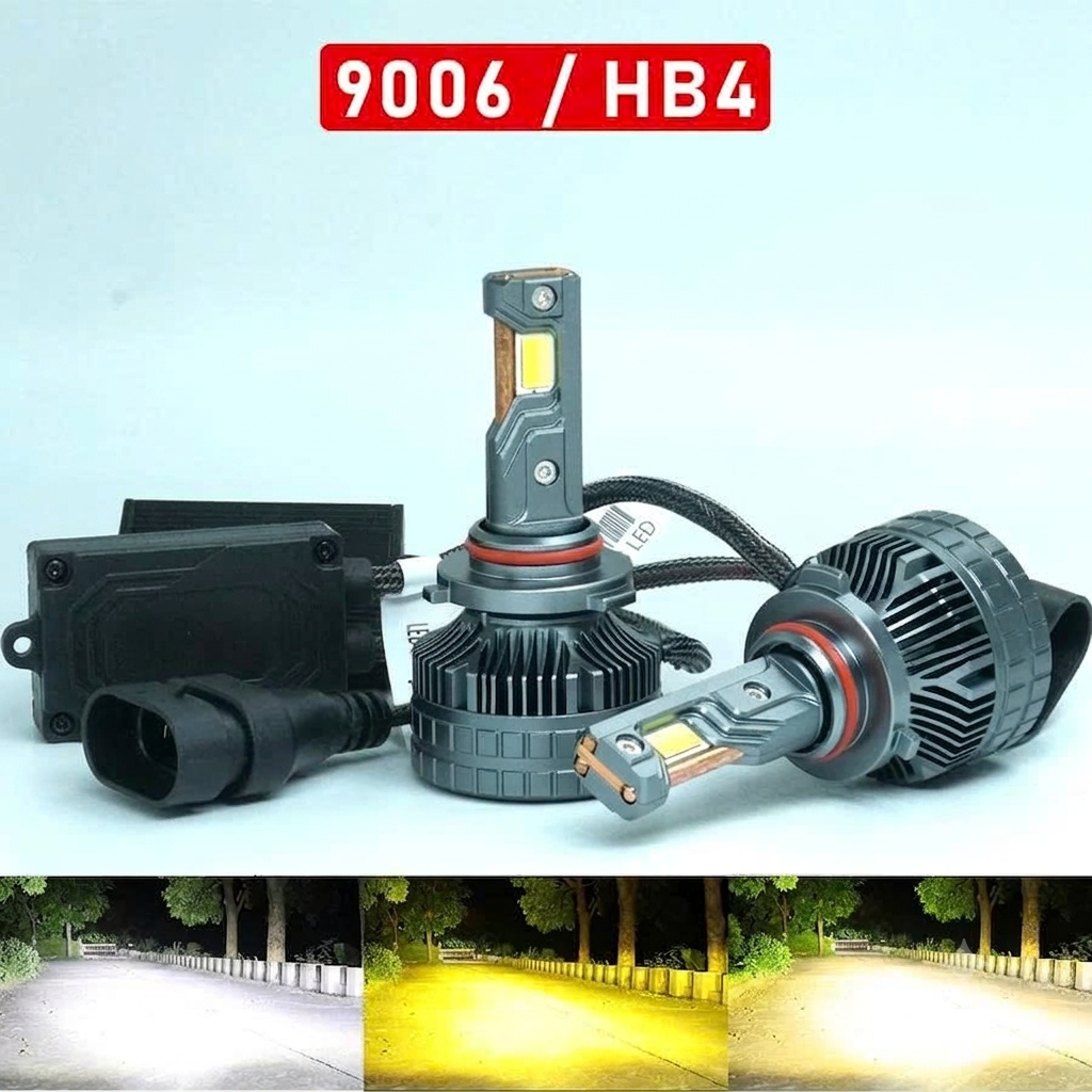 Bóng Led HB4 9006 3 màu 70W 12V 3 ống đồng - Five Star F89