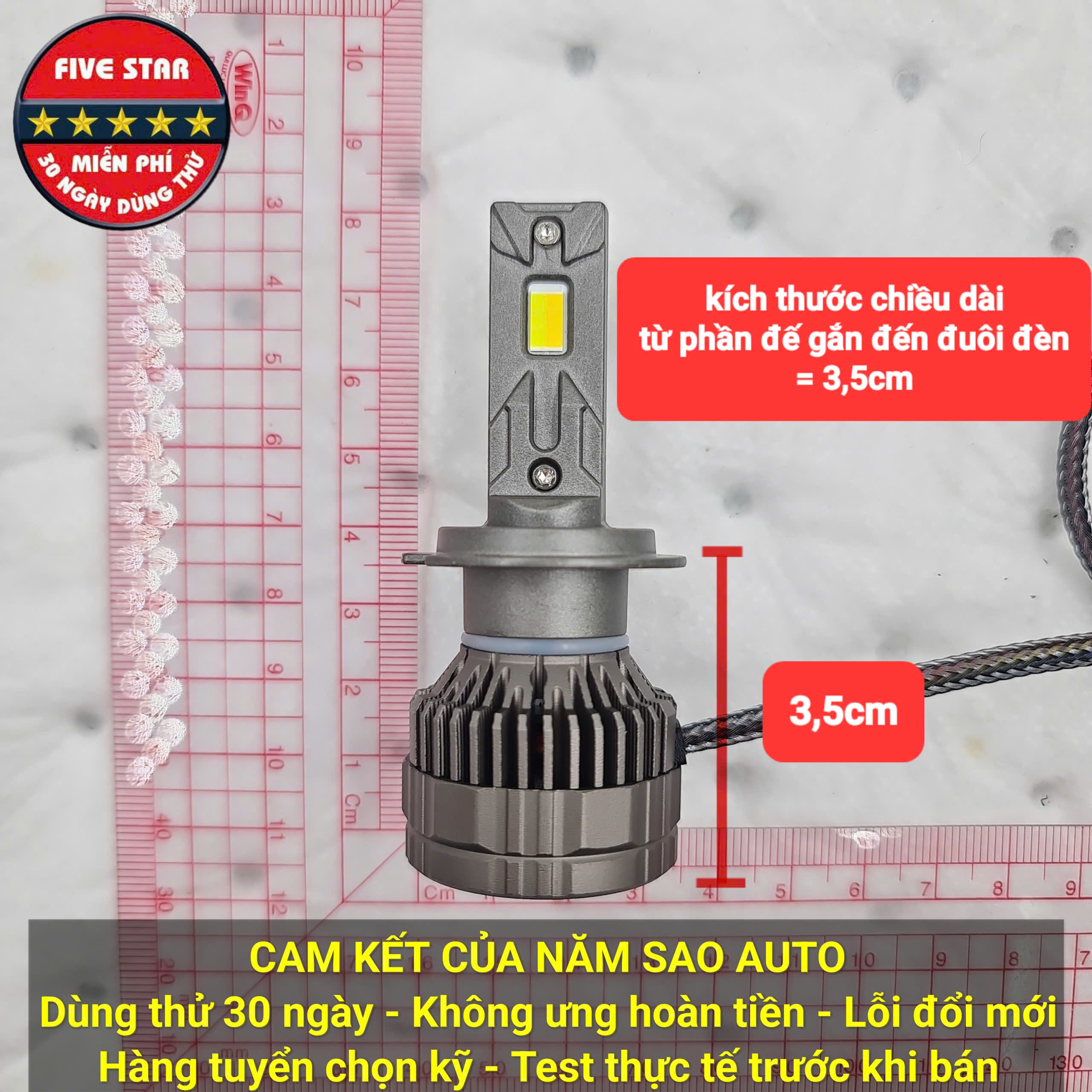 Bóng Led HIR2 9012 3 màu 55W 12V 2 ống đồng - Five Star F87