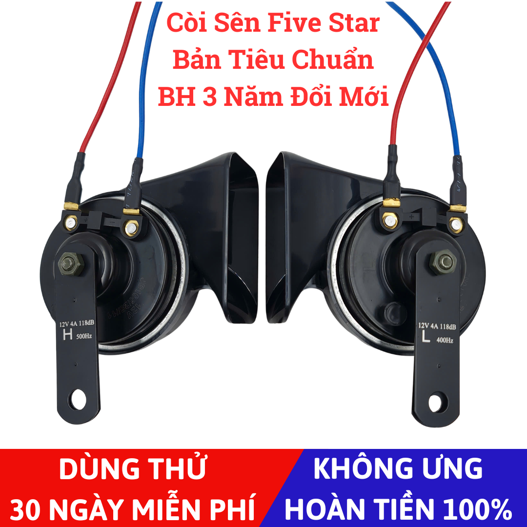 Còi Sên Ô Tô FIVE STAR Bản Tiêu Chuẩn, Dây Đồng Nguyên Chất, BH 3 Năm Đổi Mới