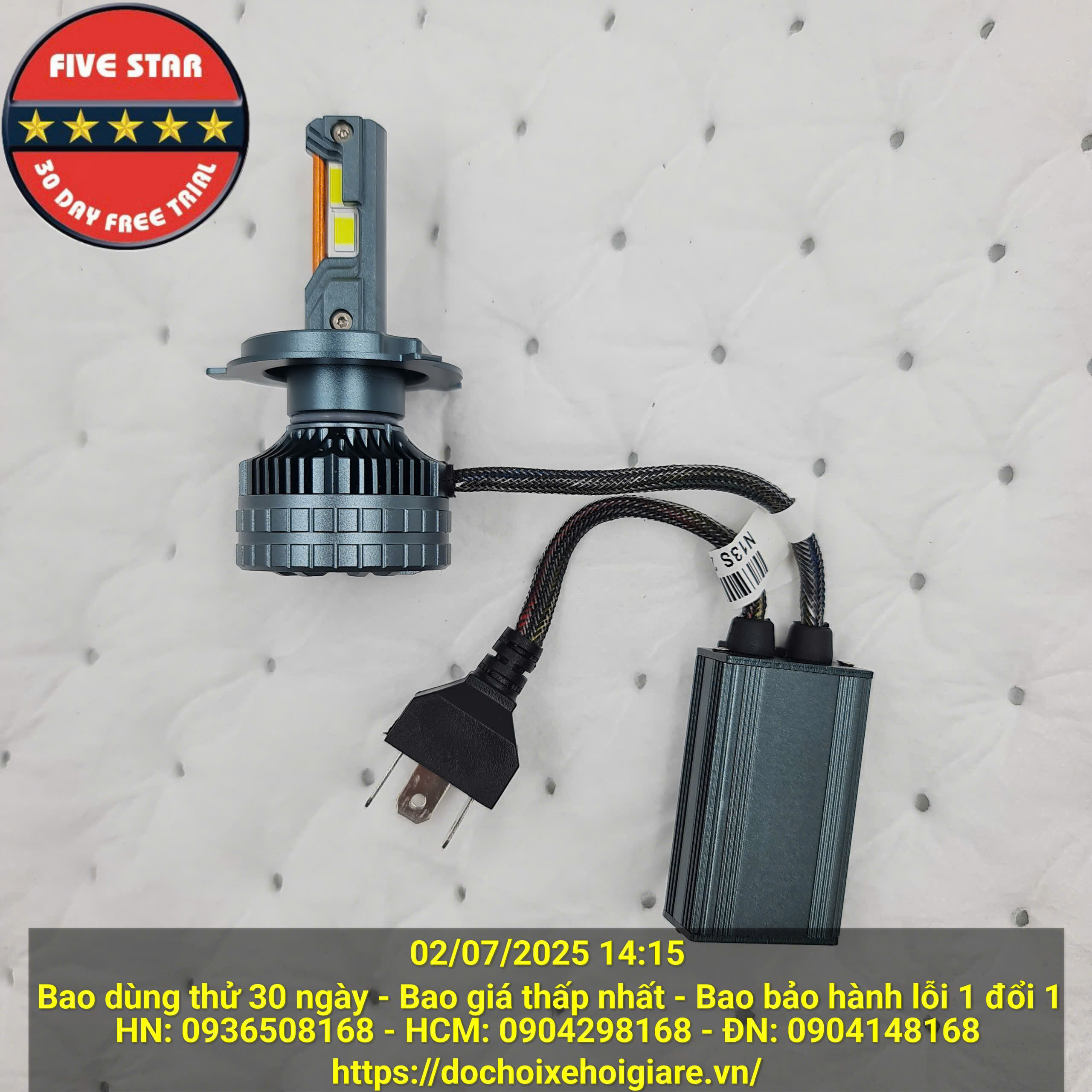 Đèn LED Pha Ô Tô 3 Màu 3 Ống Đồng CSP8050 60W Siêu Sáng, Bảo Hành 2 Năm