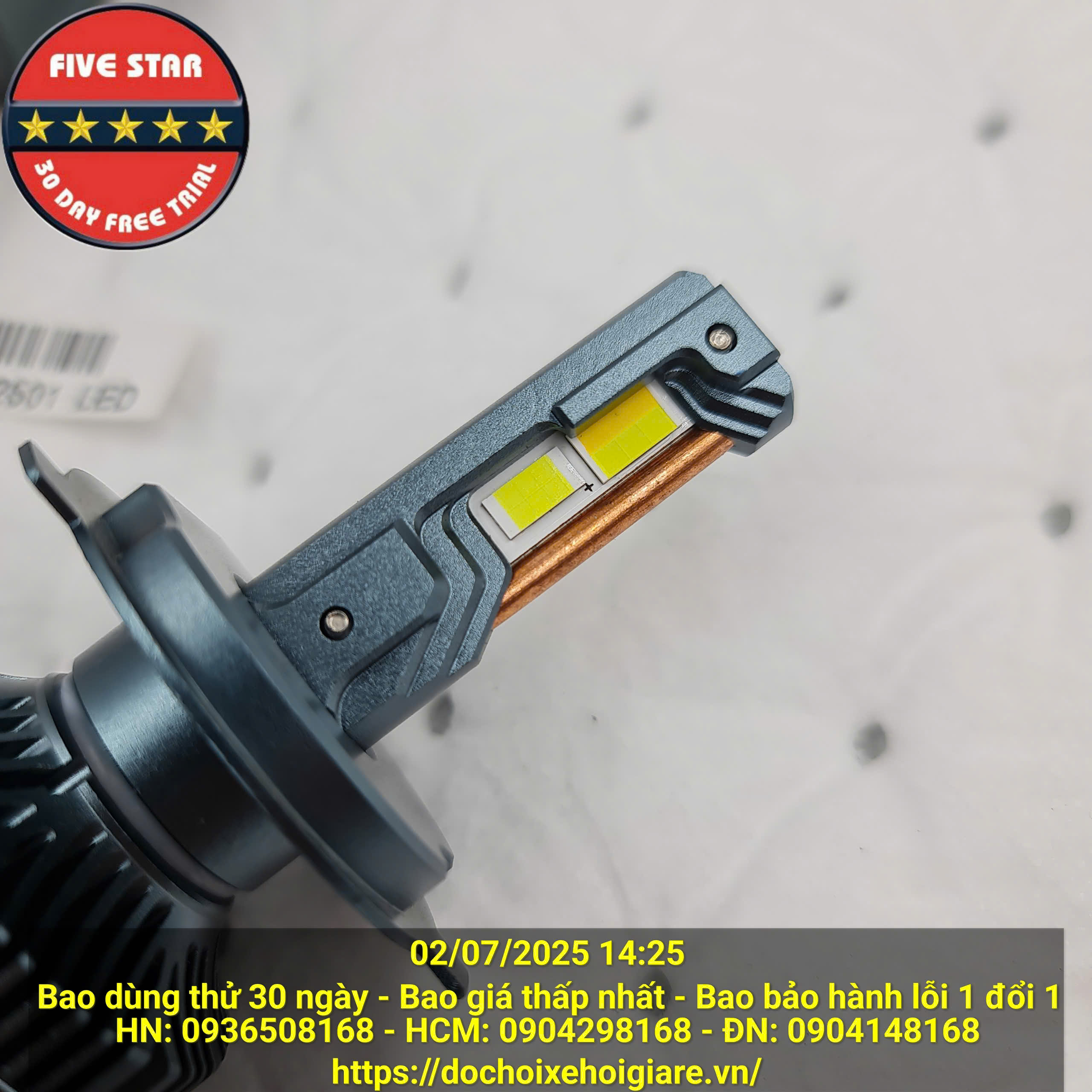 Đèn LED Pha Ô Tô 3 Màu 3 Ống Đồng CSP8050 60W Siêu Sáng, Bảo Hành 2 Năm