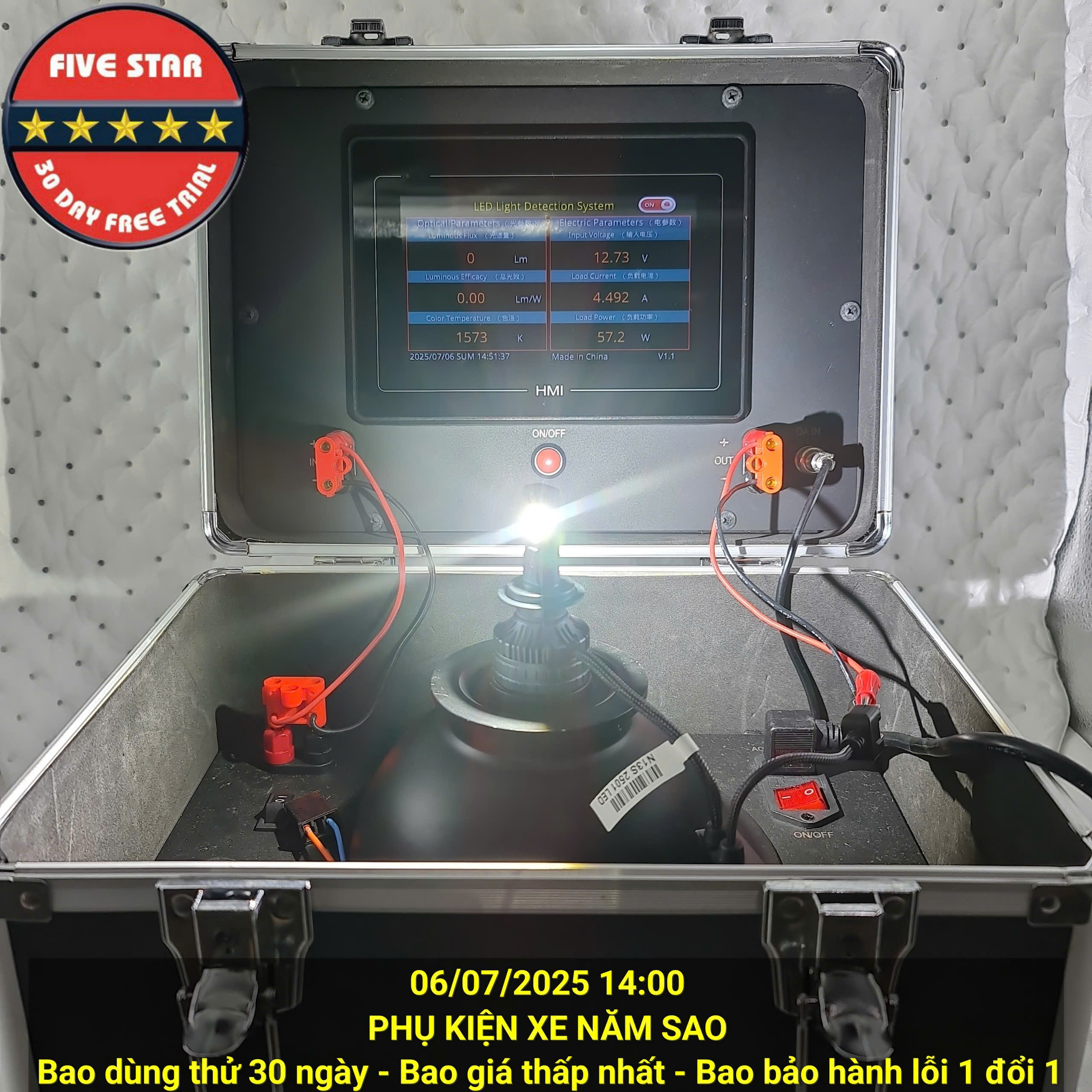 Đèn LED Pha Ô Tô 3 Màu 3 Ống Đồng CSP8050 60W Siêu Sáng, Bảo Hành 2 Năm