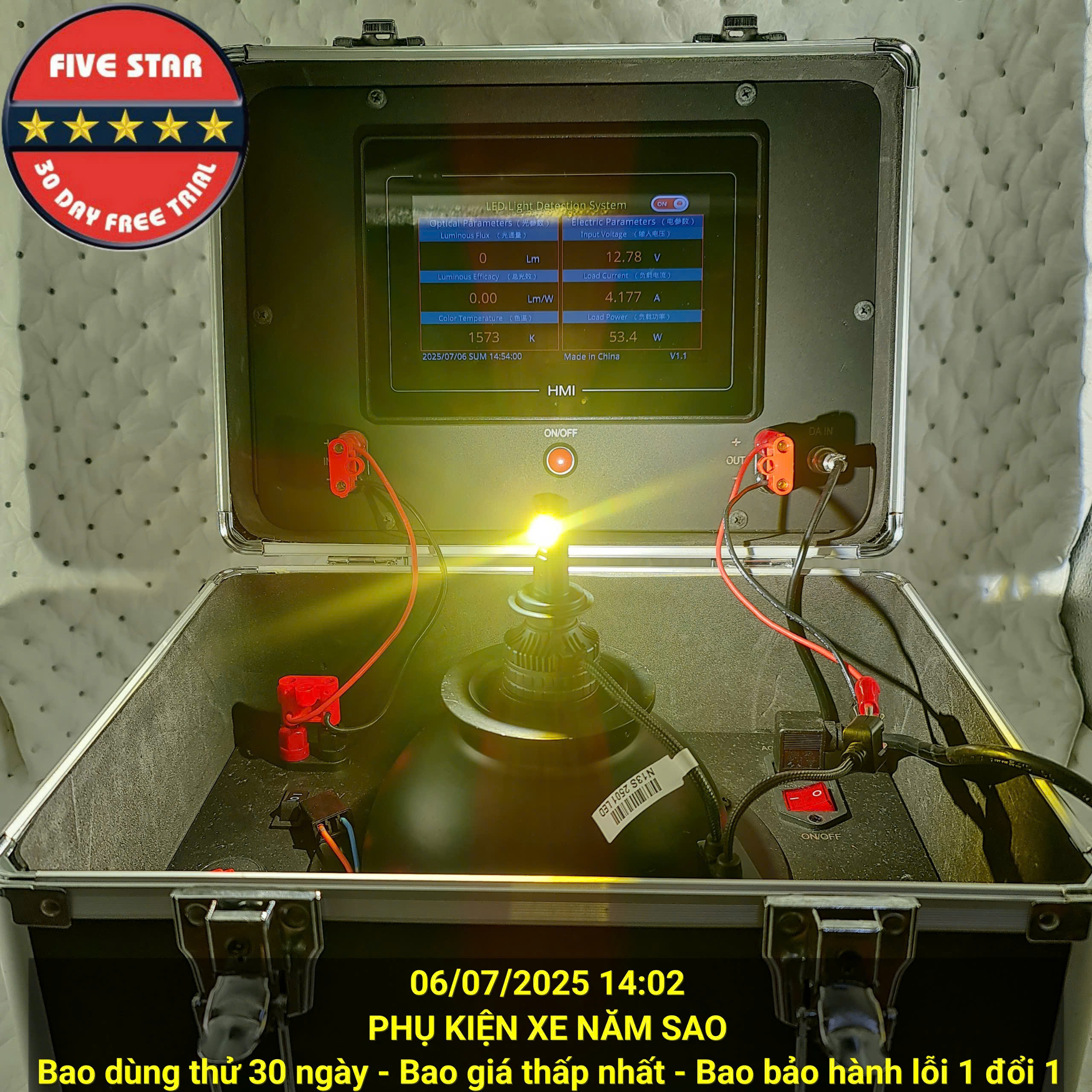 Đèn LED Pha Ô Tô 3 Màu 3 Ống Đồng CSP8050 60W Siêu Sáng, Bảo Hành 2 Năm