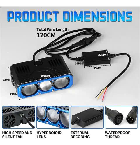 Đèn Trợ Sáng 3 Mắt 1 Màu Pha Laser Siêu Sáng 110W | TS3 Pro Max