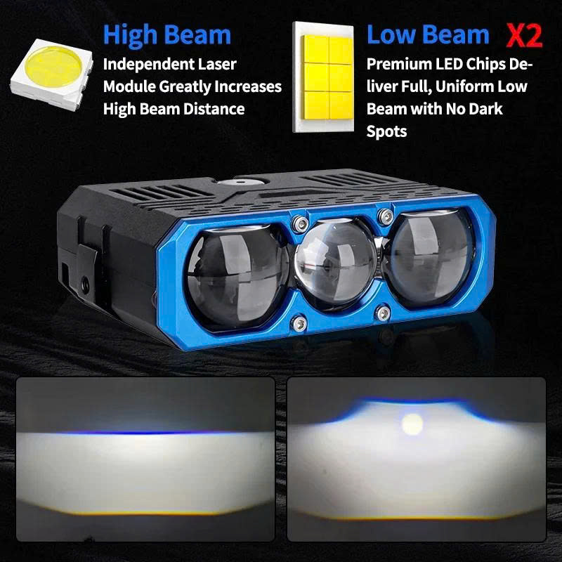 Đèn Trợ Sáng 3 Mắt 1 Màu Pha Laser Siêu Sáng 110W | TS3 Pro Max