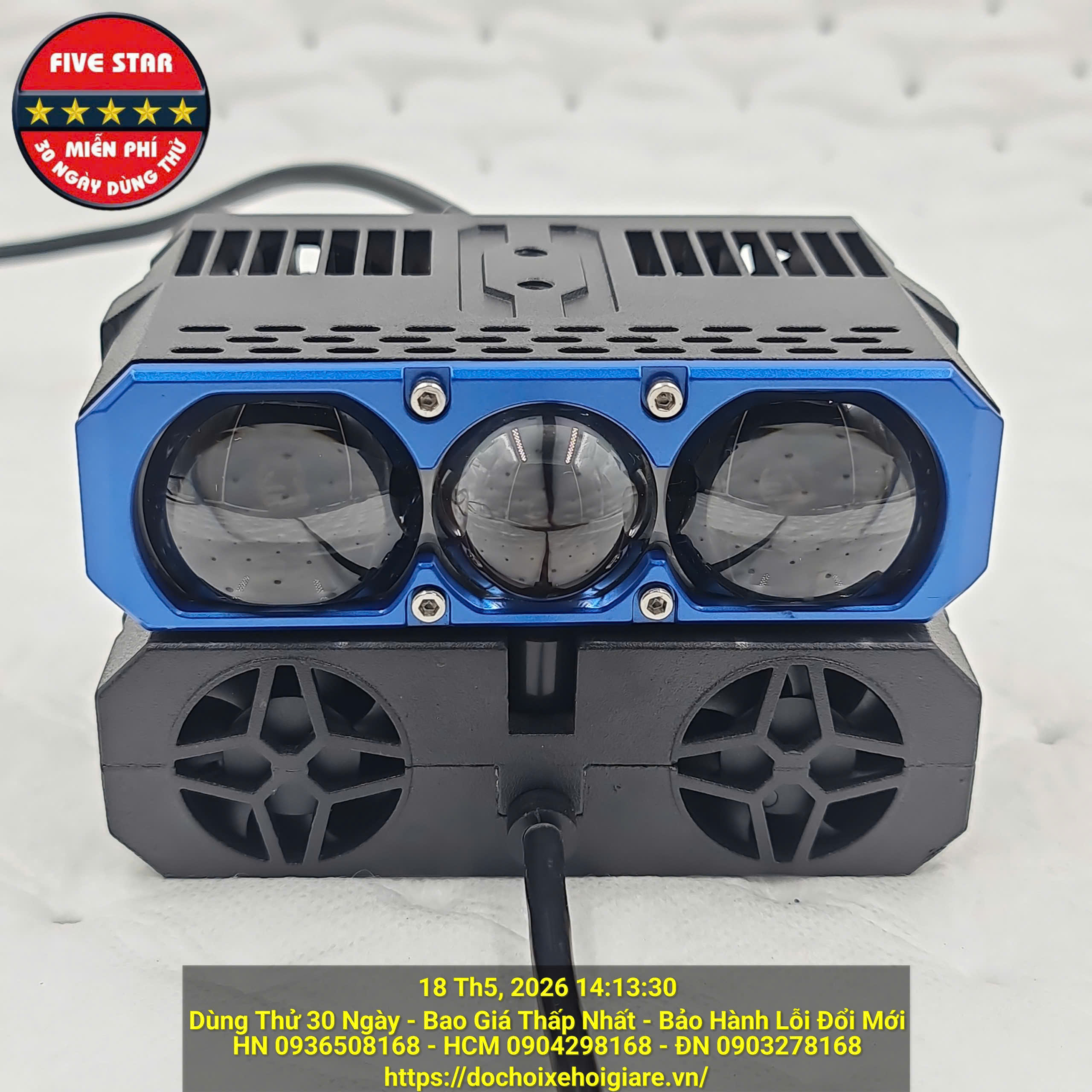 Đèn Trợ Sáng 3 Mắt 1 Màu Pha Laser Siêu Sáng 110W | TS3 Pro Max