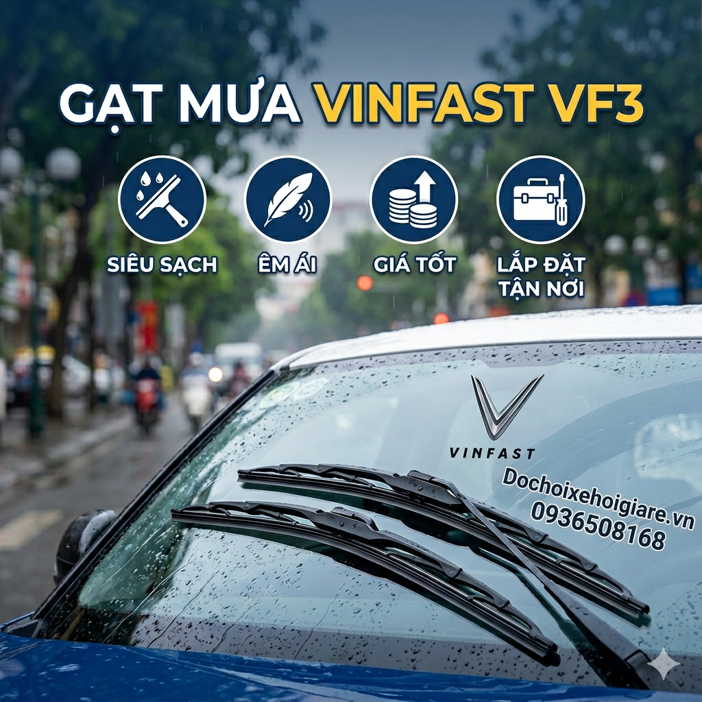 Gạt Mưa VinFast VF3: Siêu Sạch, Êm Ái, Giá Tốt Nhất, Lắp Đặt Tận Nơi