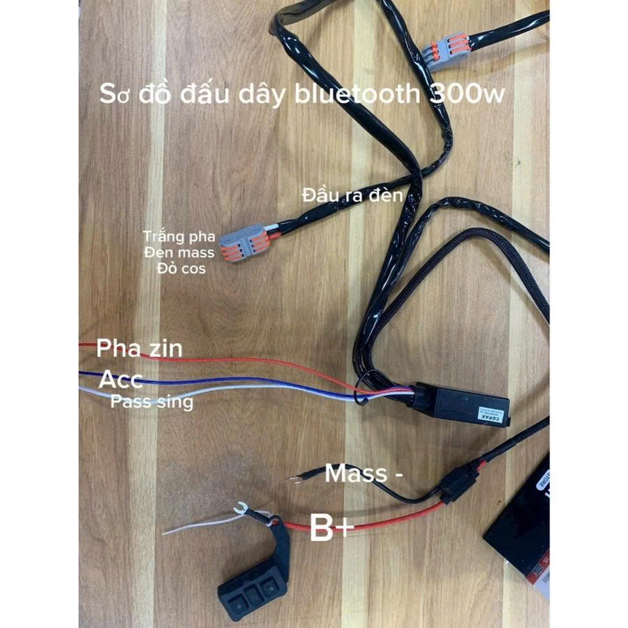 Rơ Le Độ Đèn Ô Tô 300W Có Công Tắc Điều Khiển Từ Xa Không Dây Bluetooth Lắp Đèn Trợ Sáng, Đèn Bi Gầm Relay Điện Tử