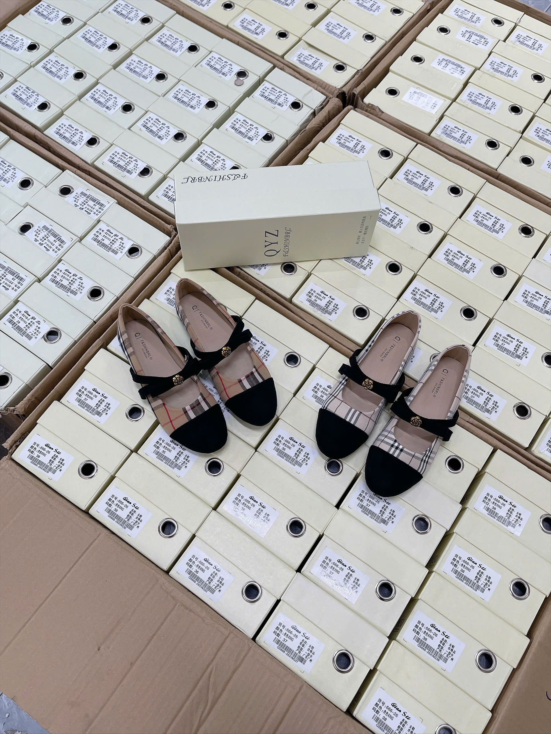 8210-3# Giày Qiansu búp bê quai nơ fullbox