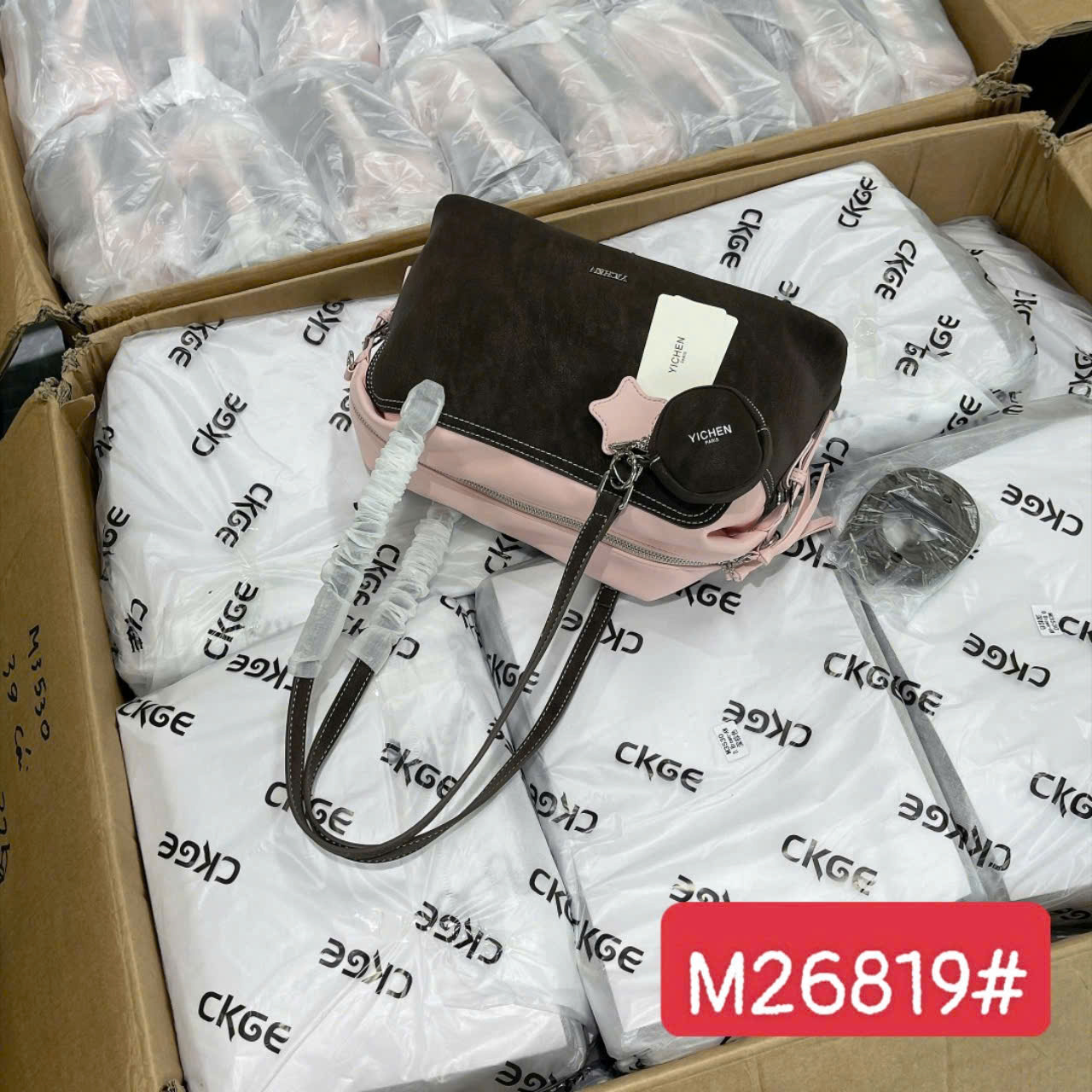 M26819# Túi Yichen bigsize phối màu nâu hồng