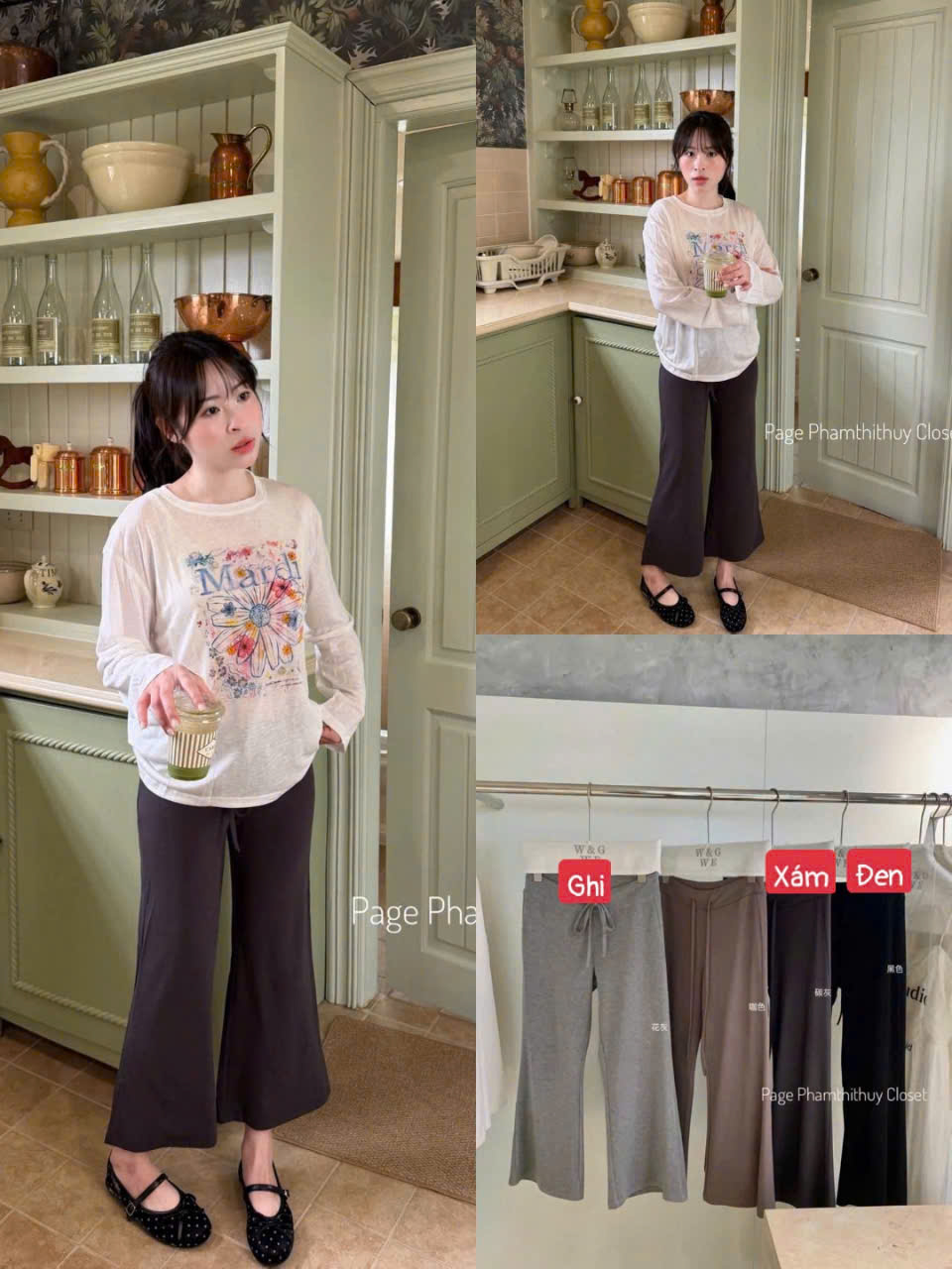 W10337# Quần vải WGWE ống loe