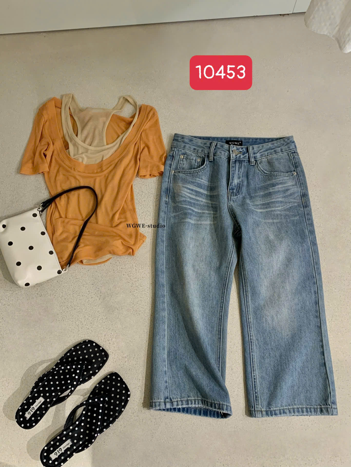 W10453# Quần Jean xanh WGWE ống đứng