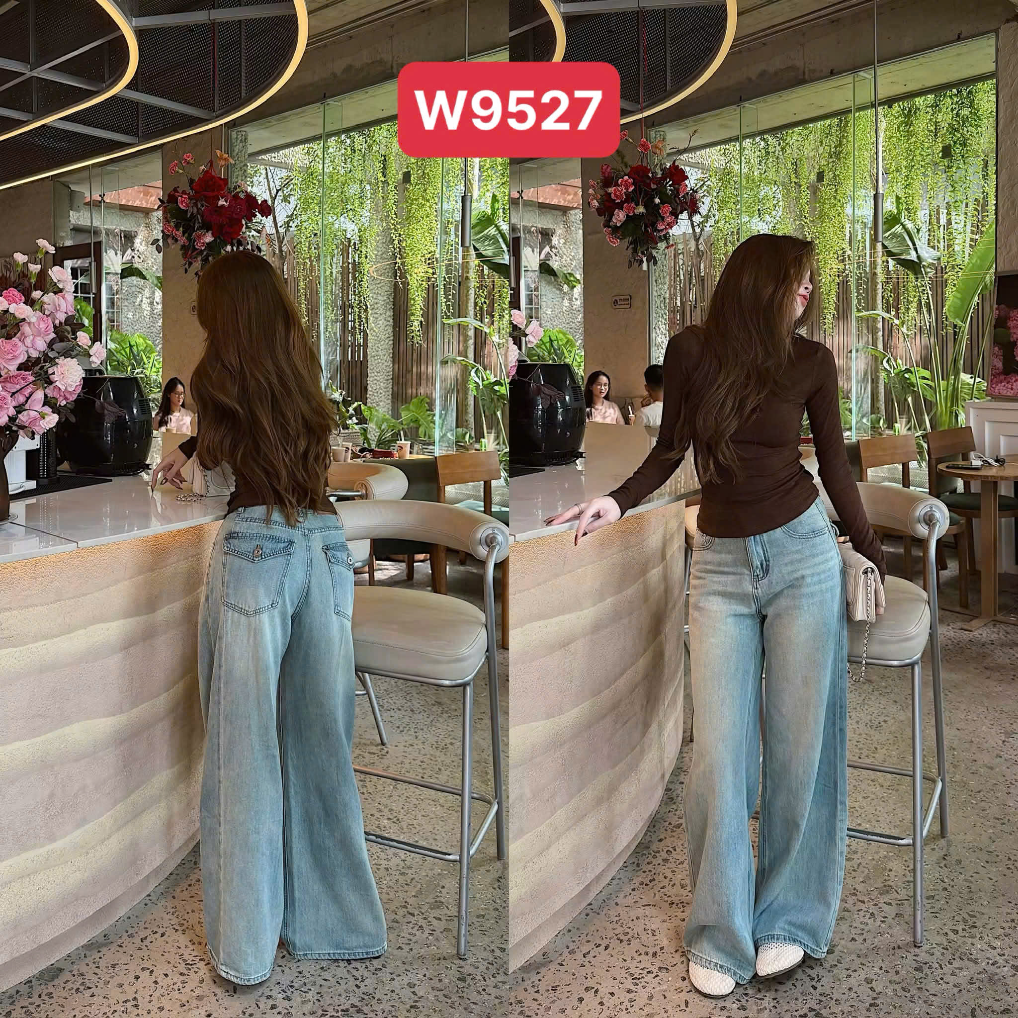 W9527# Quần Jean xanh WGWE ống xuông
