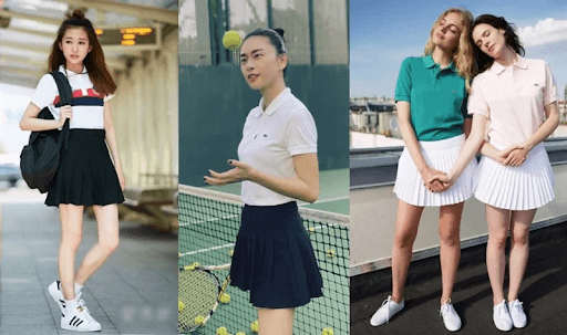 Phối áo polo với chân váy tennis để chơi pickleball