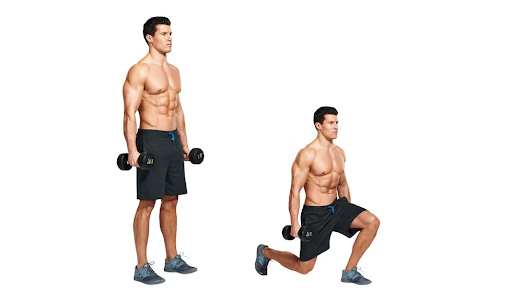 Minh họa cách thực hiện Dumbbell Lunge