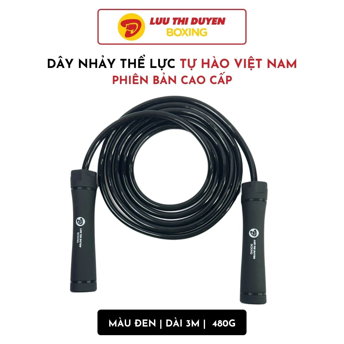 Dây nhảy thể lực cao cấp 480g - Đen