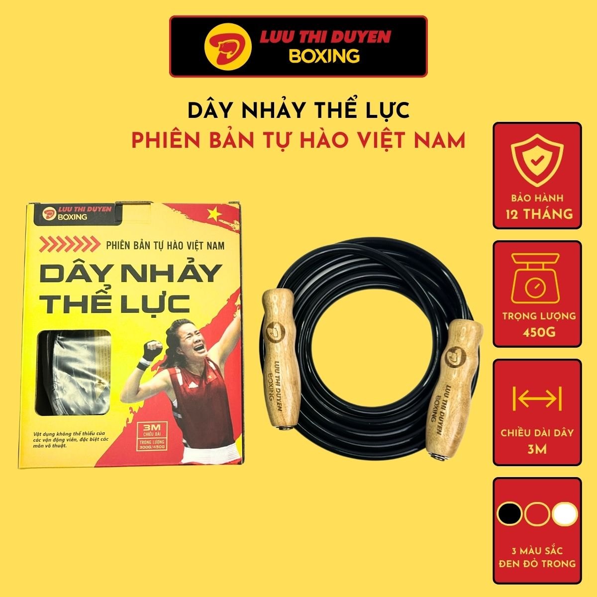 Dây Nhảy Thể Lực 450G - Cán phủ PU