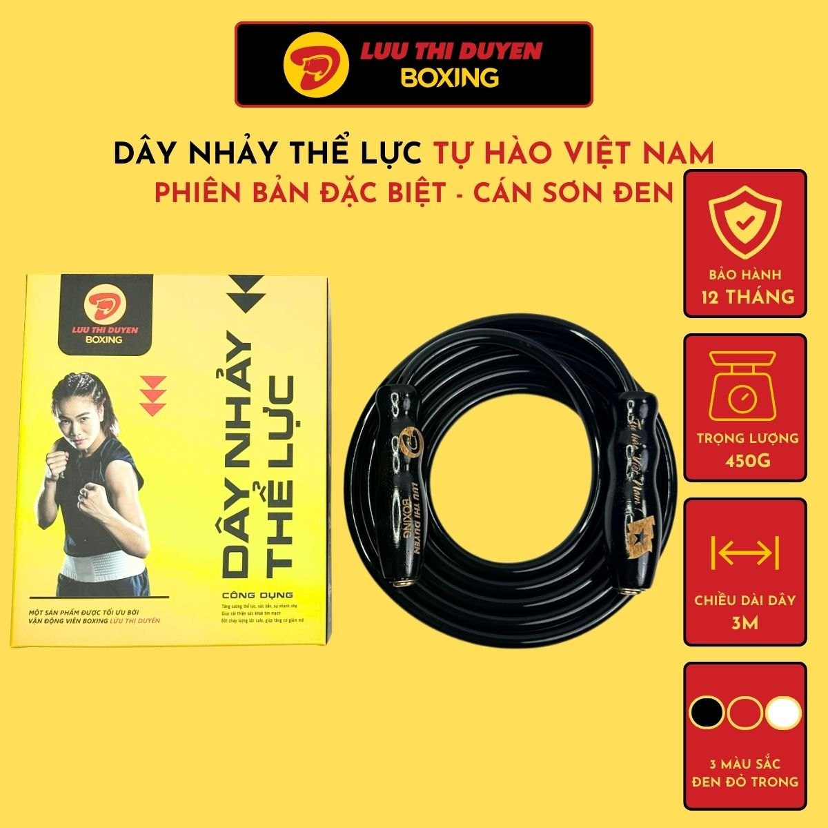 Dây nhảy thể lực bản đặc biệt - Cán đen