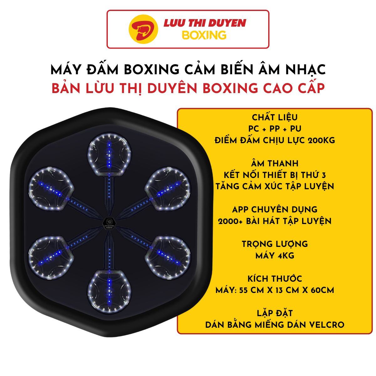 Máy tập boxing thông minh theo nhạc cao cấp