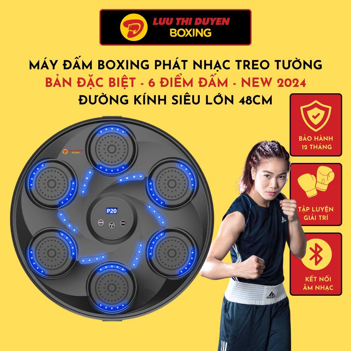 Máy tập boxing theo nhạc Lừu Thị Duyên Boxing 6 điểm đấm - 48cm - New 2024