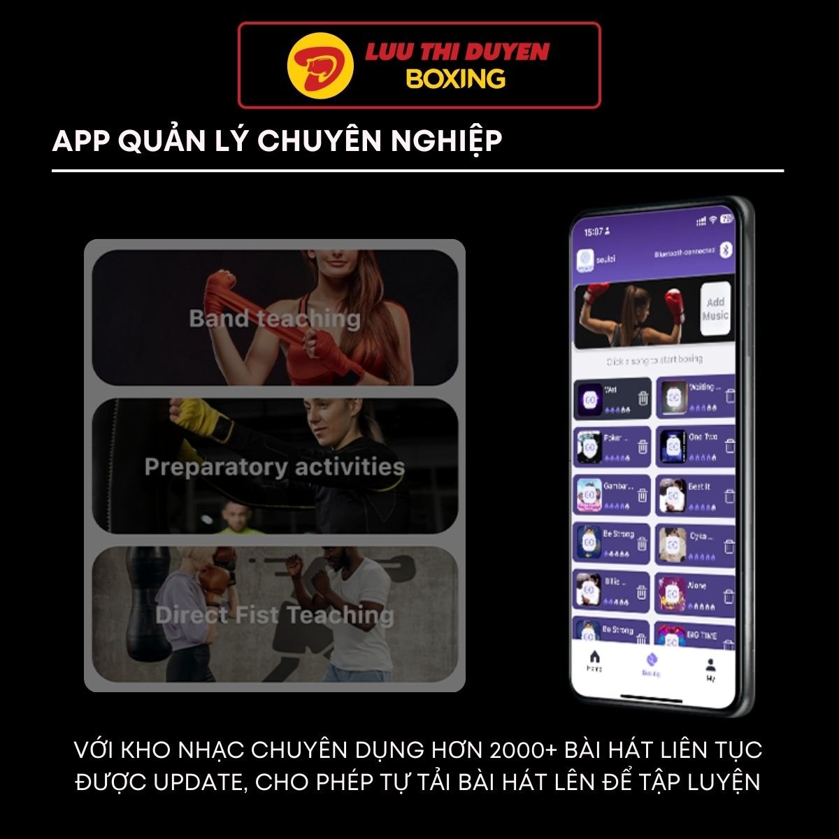 Máy tập boxing cảm biến âm nhạc Lừu Thị Duyên Boxing - bản lifes tyle