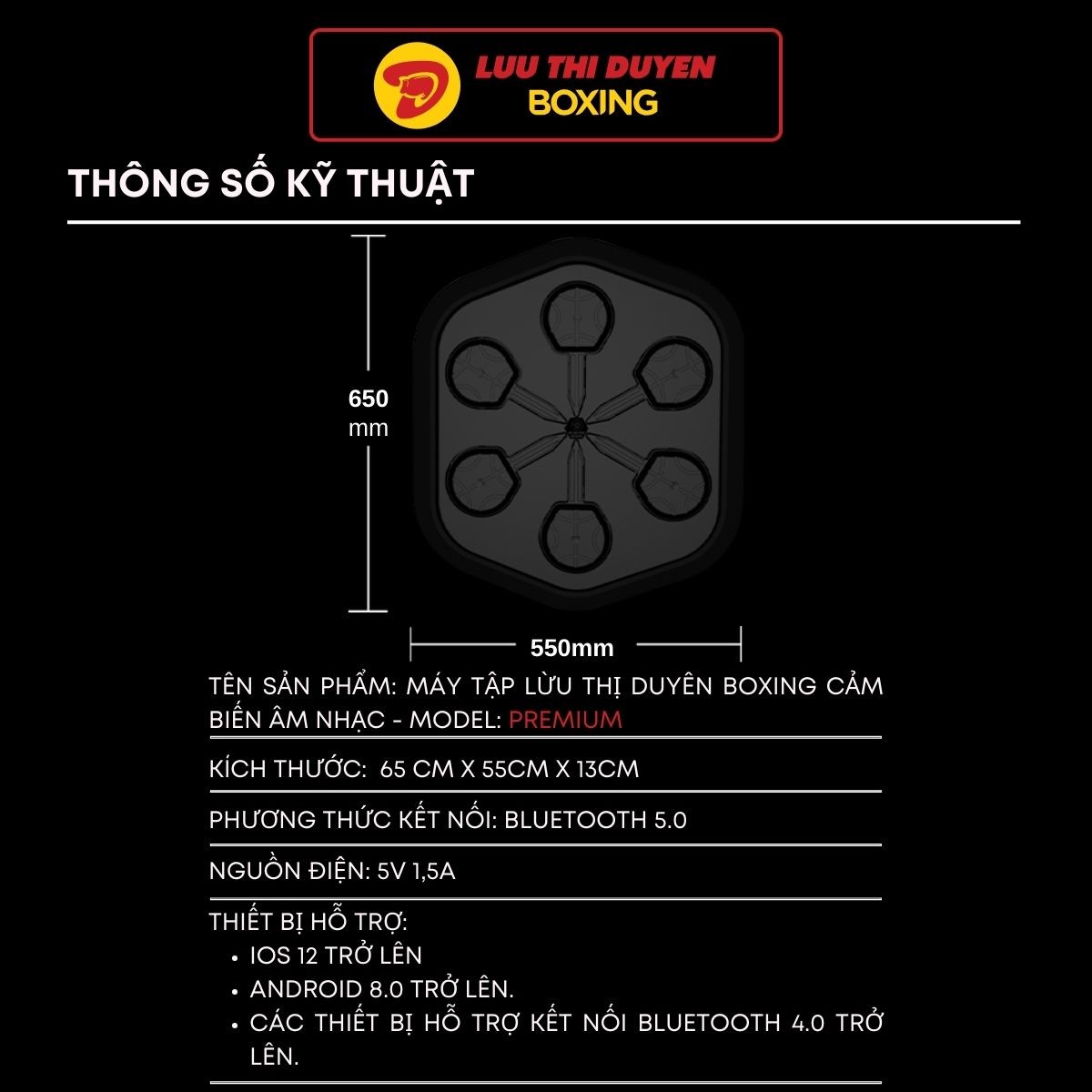 Máy tập boxing thông minh theo nhạc cao cấp