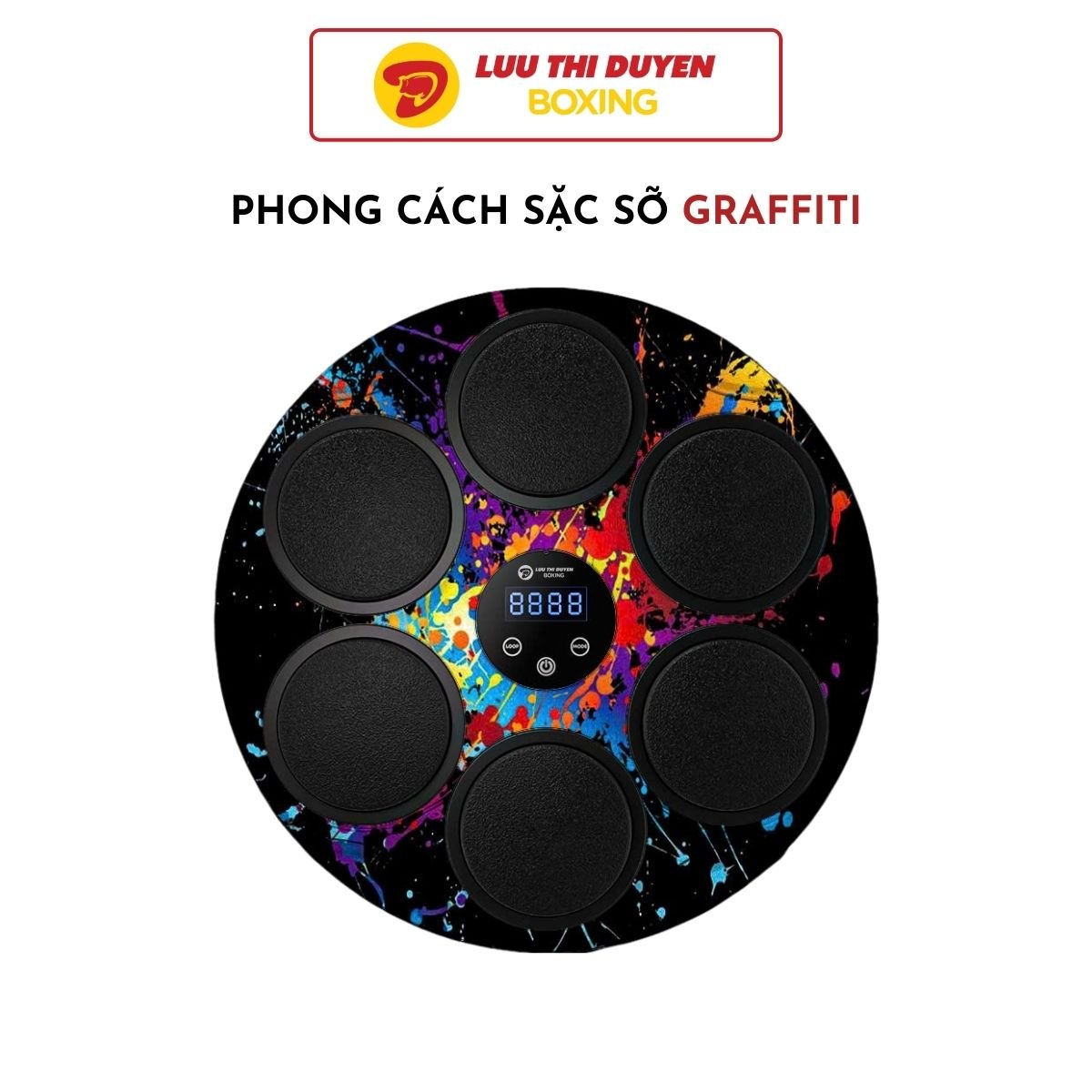 Máy tập Boxing theo nhạc Lừu Thị Duyên Boxing 6 điểm đấm - 44 cm - Hoạ tiết - New 2024
