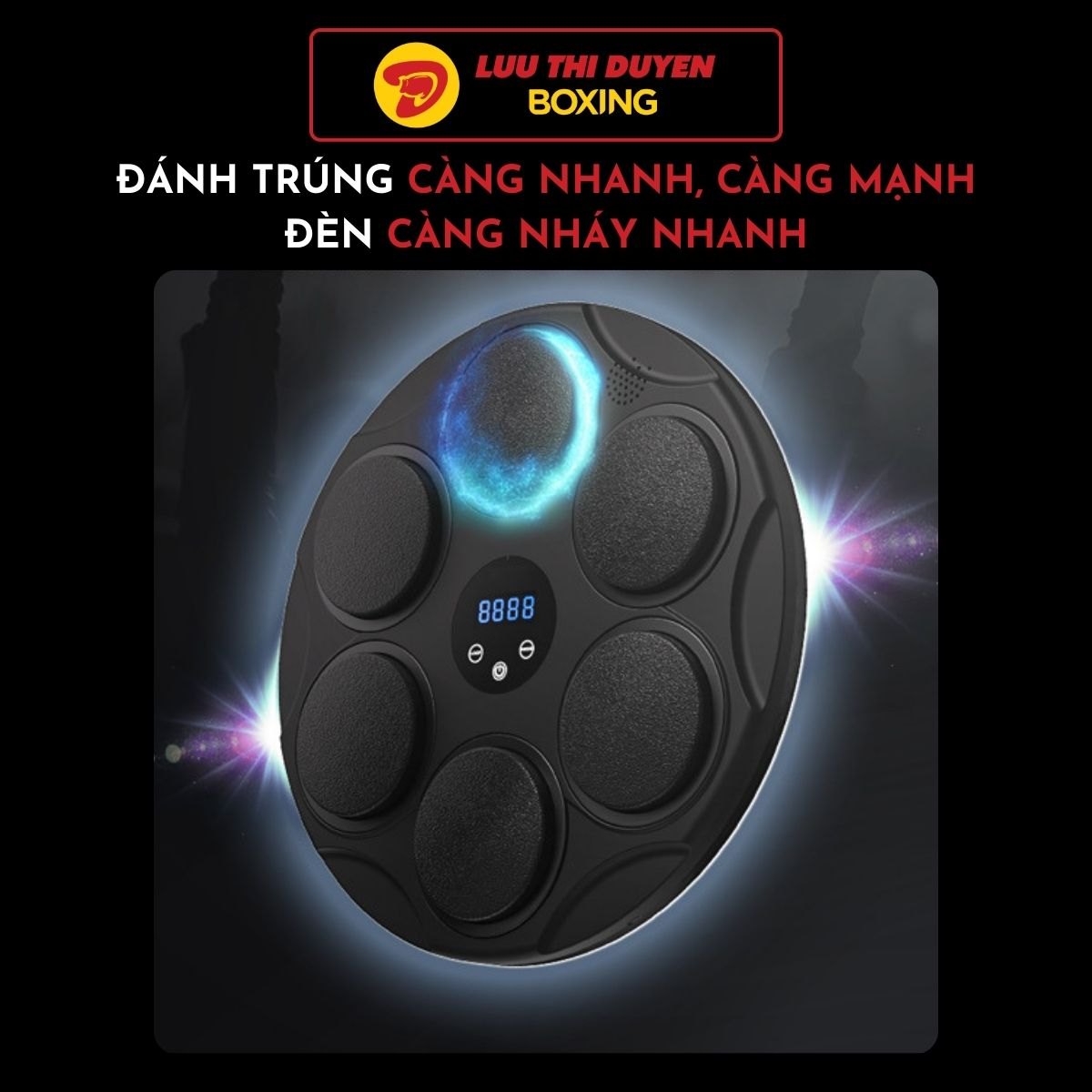Máy tập Boxing theo nhạc Lừu Thị Duyên Boxing 6 điểm đấm - 44 cm - Hoạ tiết - New 2024