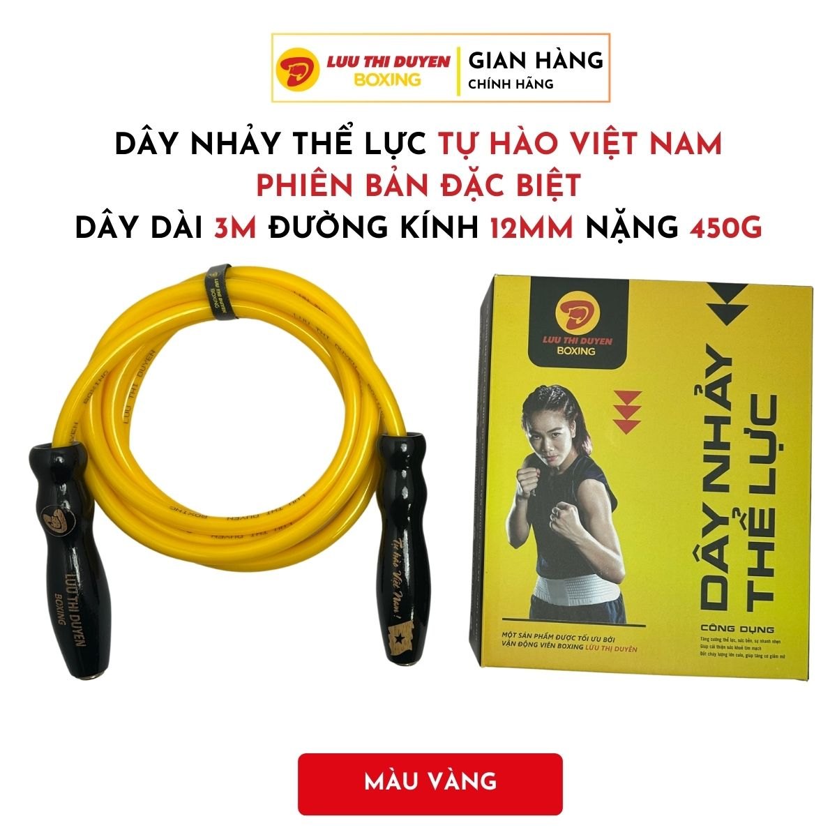 Dây nhảy thể lực bản đặc biệt - Cán đen - 450G Vàng