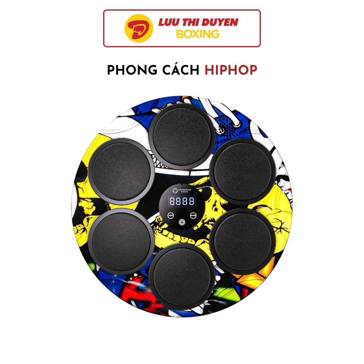 Máy tập Boxing theo nhạc Lừu Thị Duyên Boxing 6 điểm đấm - 44 cm - Hoạ tiết - New 2024
