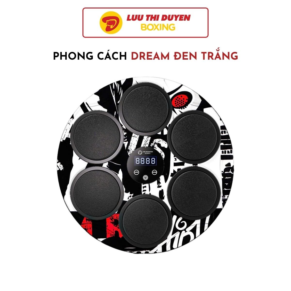 Máy tập Boxing theo nhạc Lừu Thị Duyên Boxing 6 điểm đấm - 44 cm - Hoạ tiết - New 2024